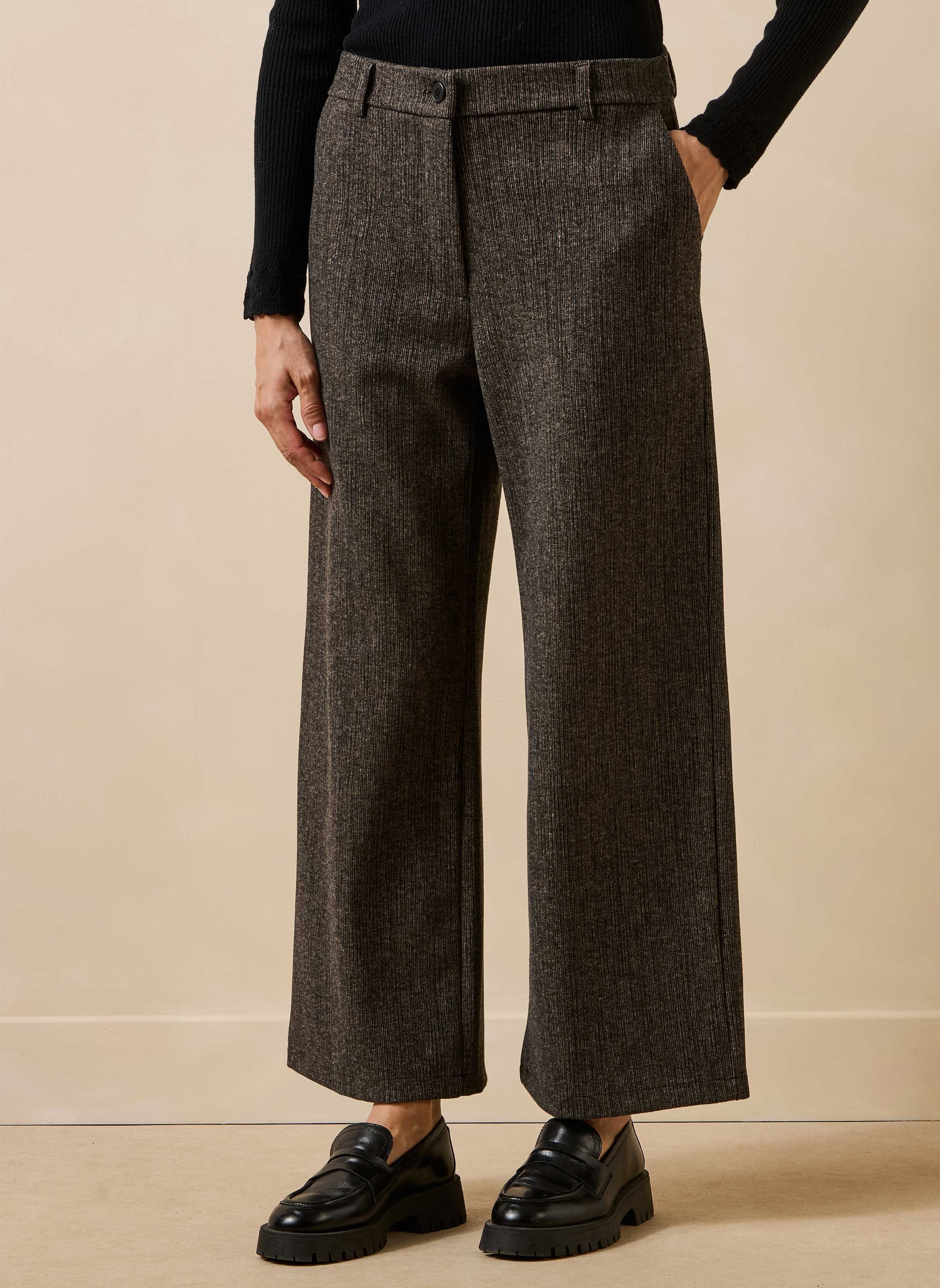 Rechte 7/8-broek met fluweeleffect LA FEE MARABOUTEE Bruin