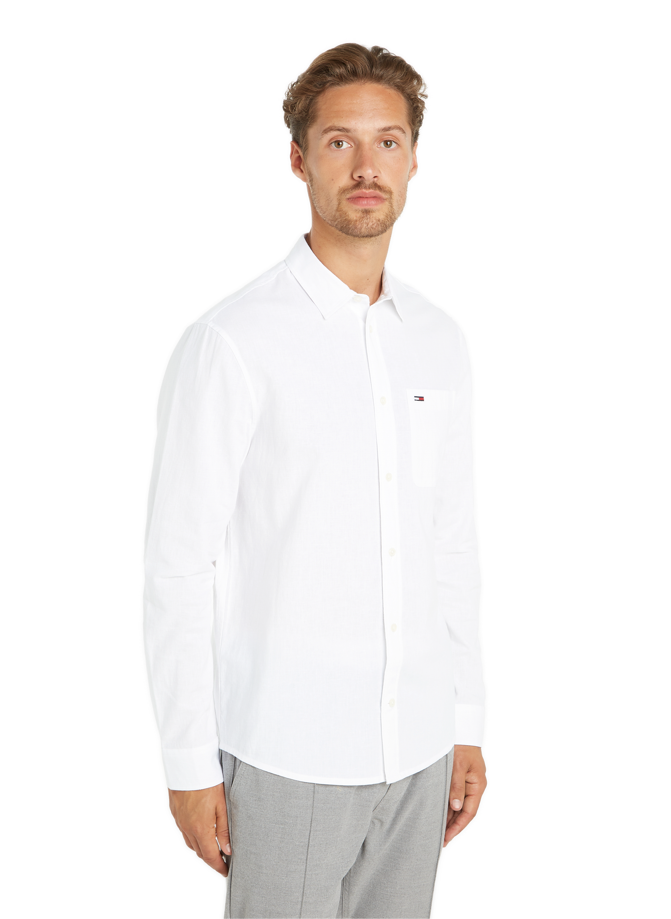 TOMMY HILFIGER Chemise en coton et lin Blanc