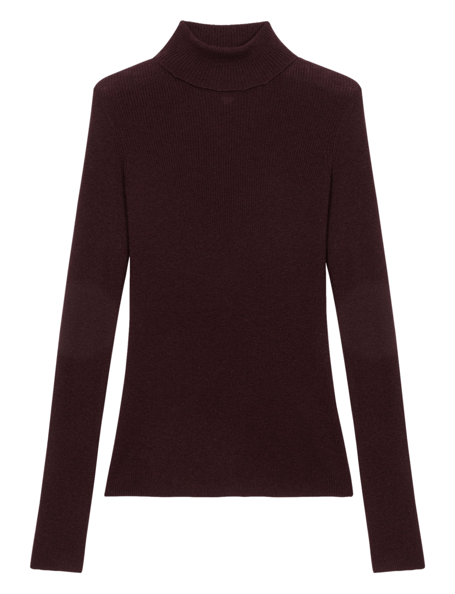 Pull col montant en laine mélangée Marron