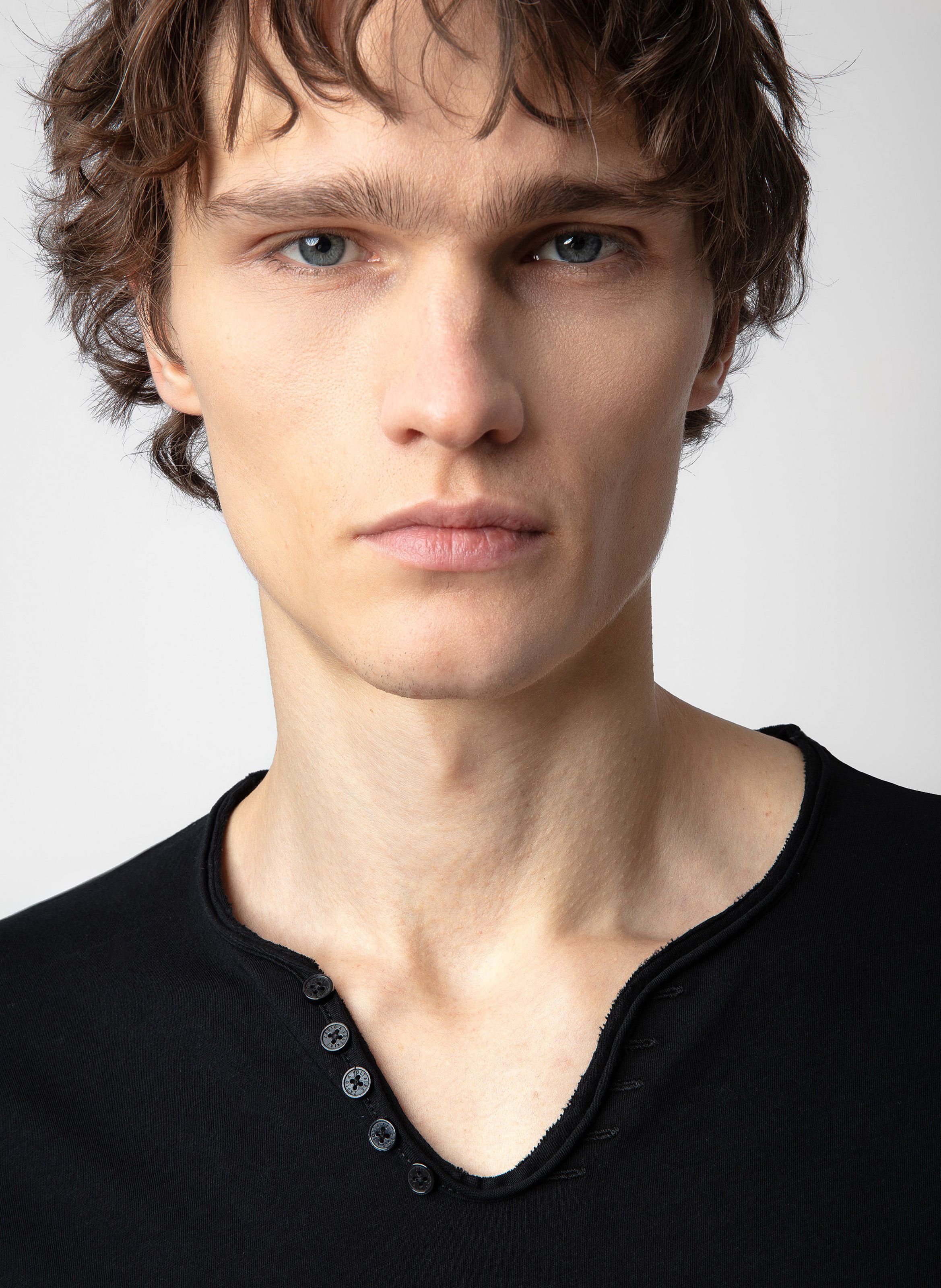 Tee-shirt col tunisien regular-fit en coton monastir ZADIG&VOLTAIRE Noir