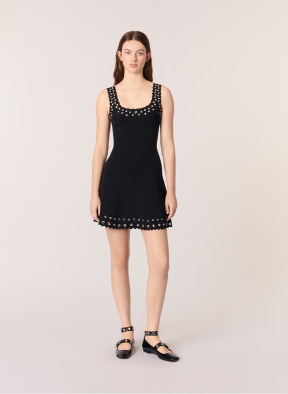Robe courte évasée col carré Noir by MAJE MAJE Robe courte évasée col carré Noir