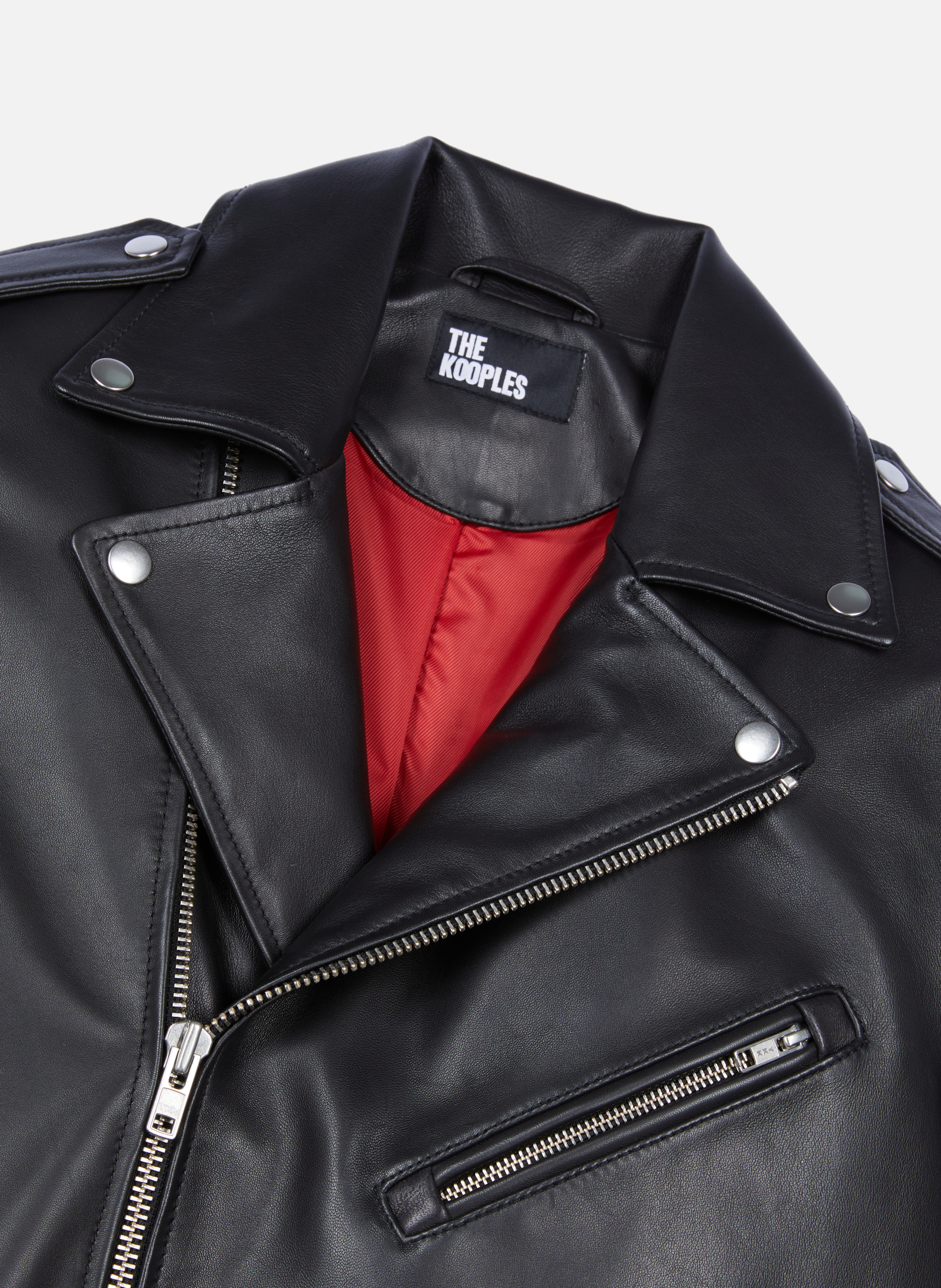 Blouson biker en cuir THE KOOPLES Noir