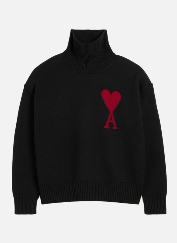Pull ami de coeur rouge unisexe Noir by AMI PARIS AMI PARIS Pull ami de coeur rouge unisexe Noir