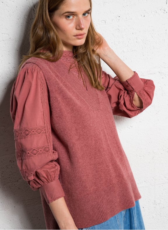 Pull sans manches en laine aristide Rose by MAISON 123 MAISON 123 Pull sans manches en laine aristide Rose