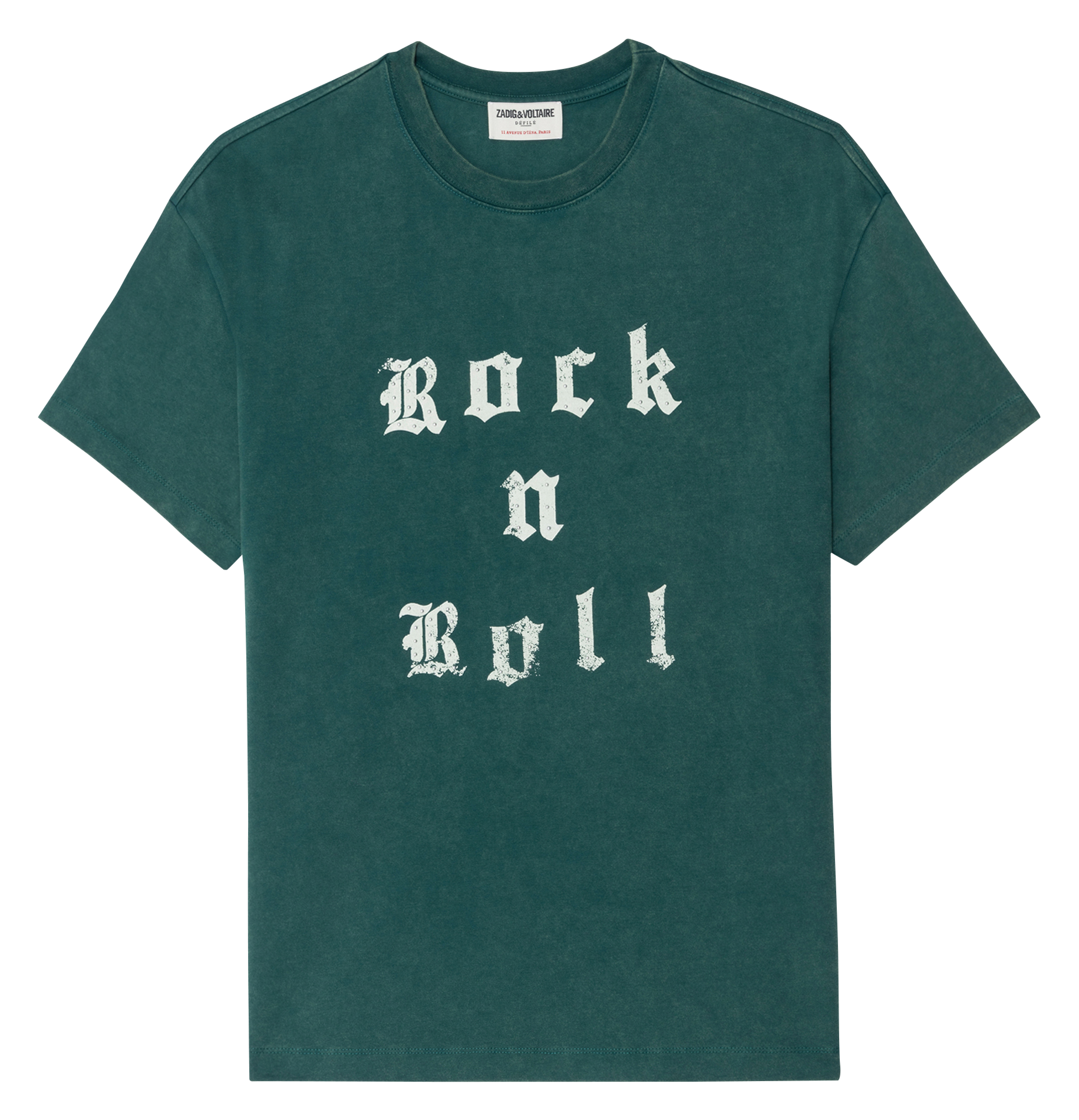 Tee-shirt ample col rond sérigraphié en coton teddy ZADIG&VOLTAIRE Vert