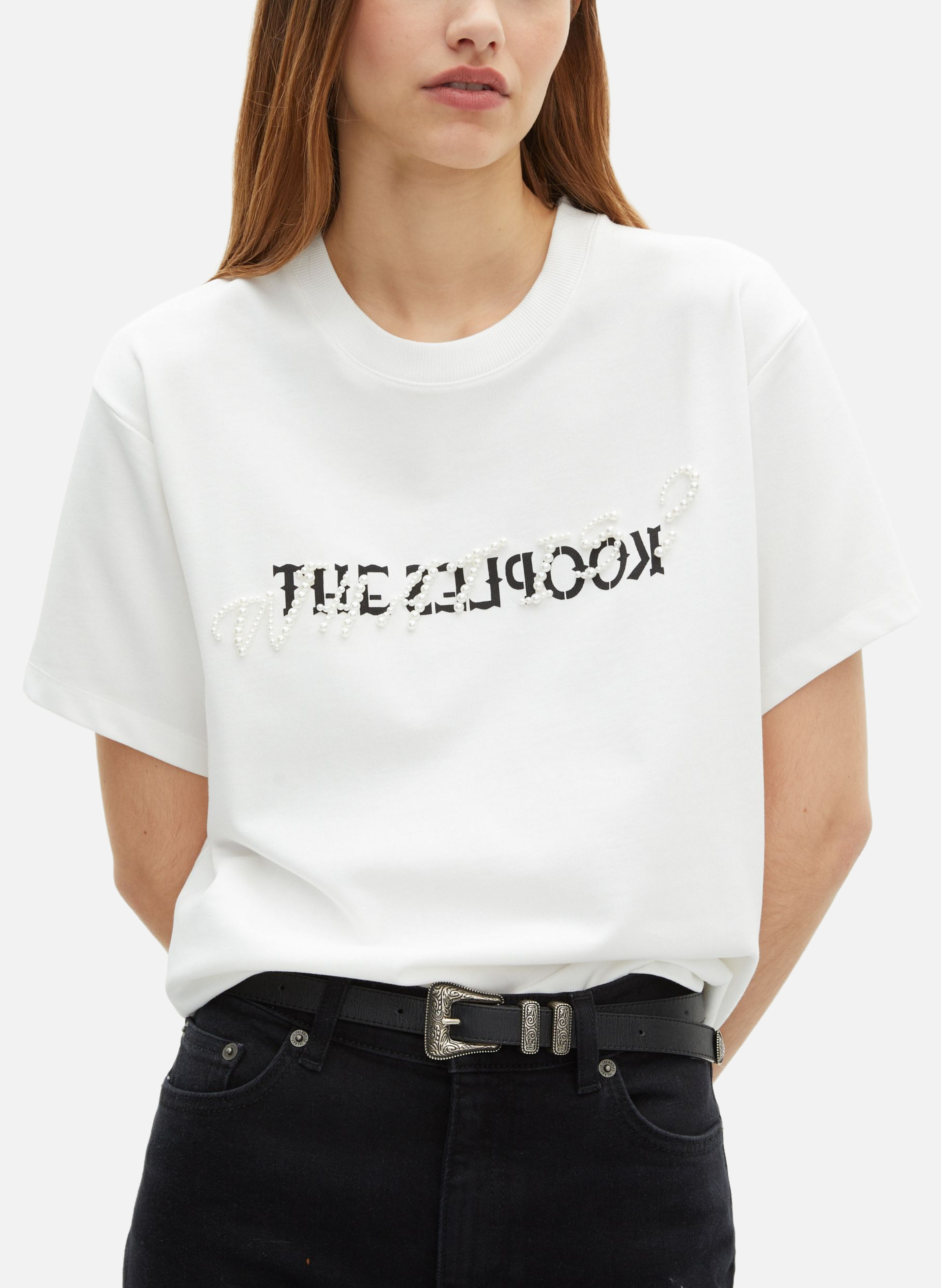 T-shirt What is avec perles THE KOOPLES Blanc