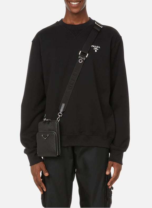 Cotton logo sweatshirt Black by PRADA PRADA Cotton logo sweatshirt Black