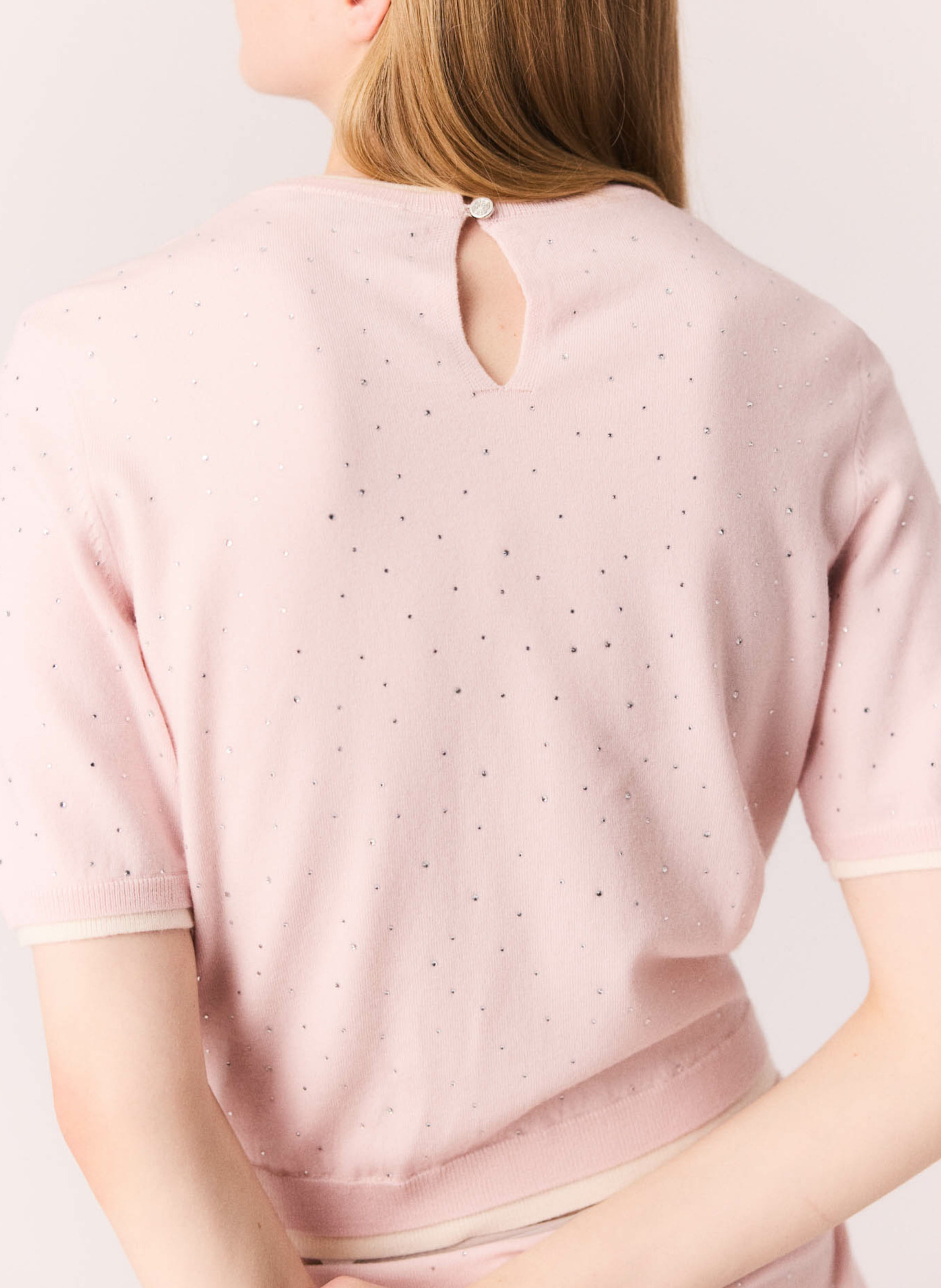 Pull col rond en laine mélangée MAJE Rose