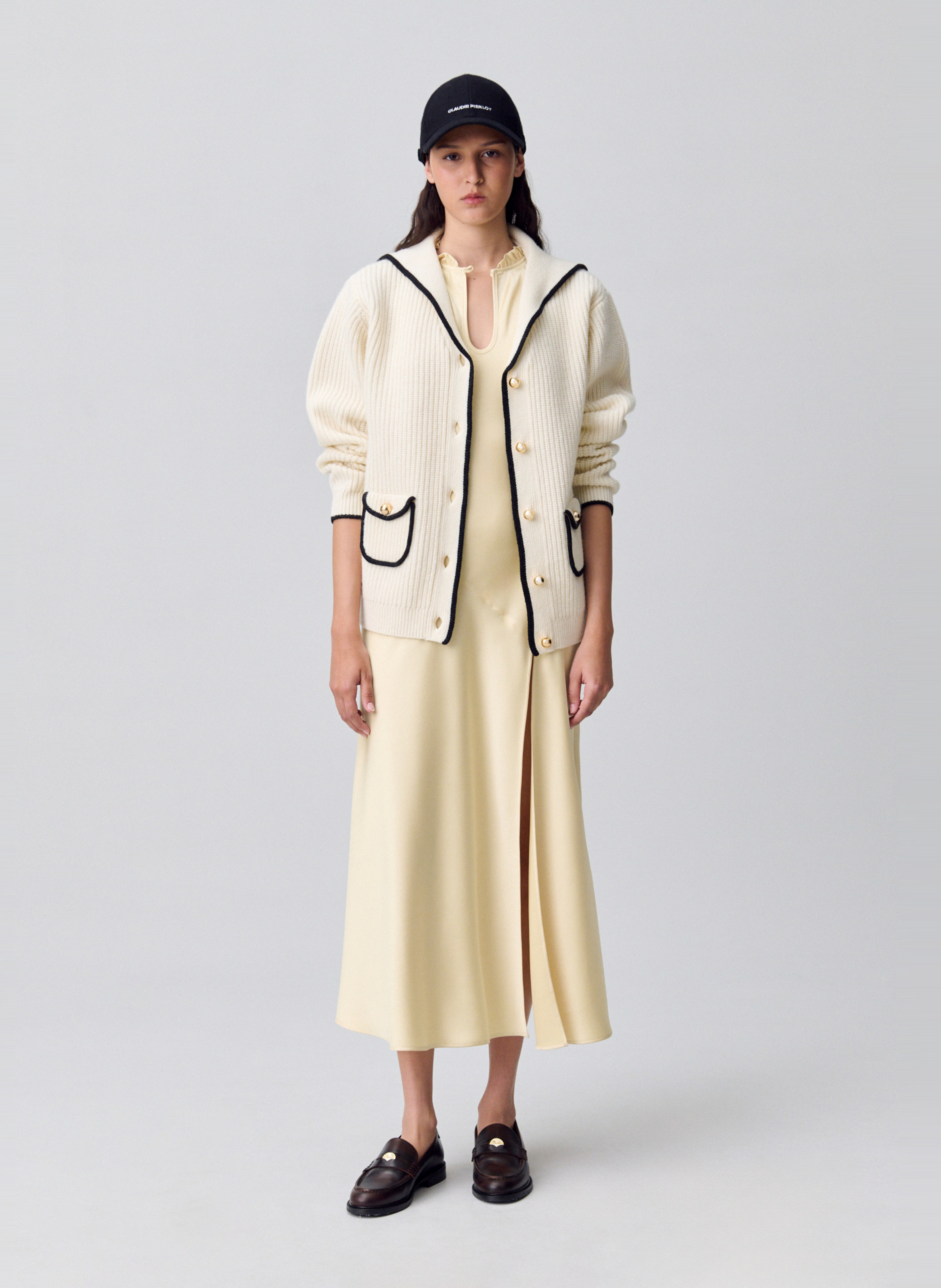 Cardigan boutonné en laine mélangée CLAUDIE PIERLOT Blanc