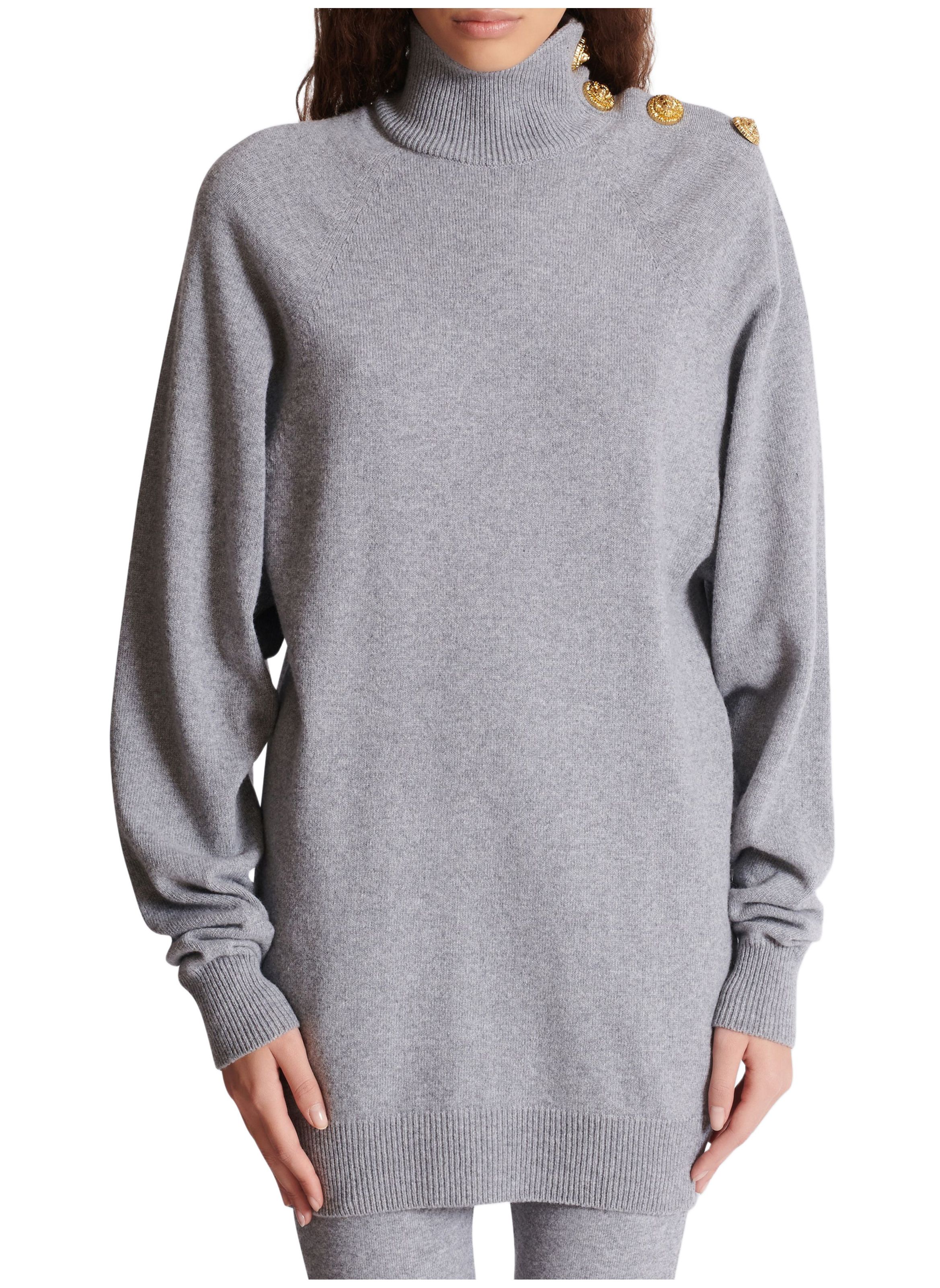 Robe-pull courte en cachemire BALMAIN Gris