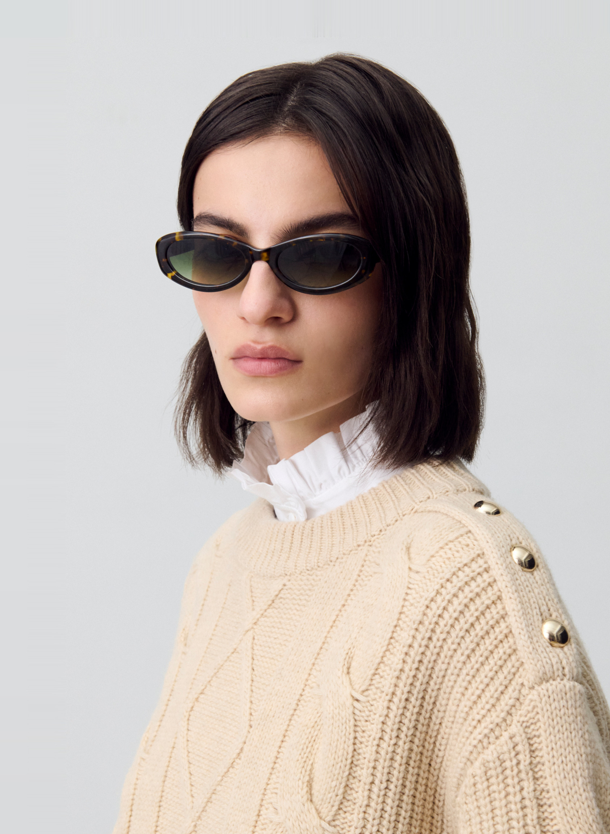 Pull oversize col rond en laine mélangée mekky CLAUDIE PIERLOT Beige