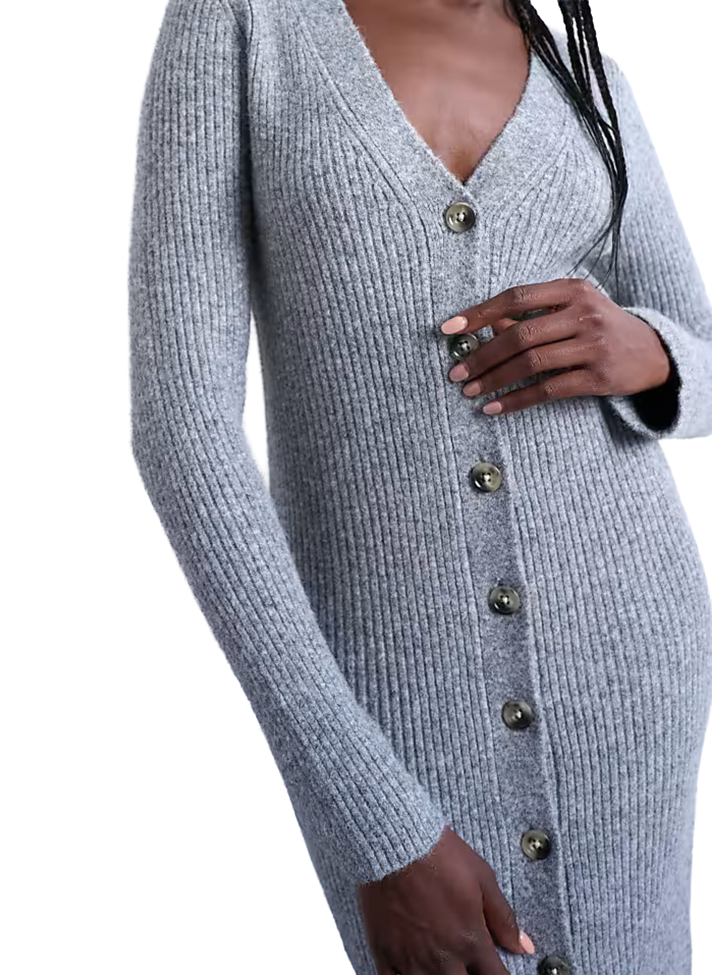 Robe midi cardigan en laine mélangée TOPSHOP Gris