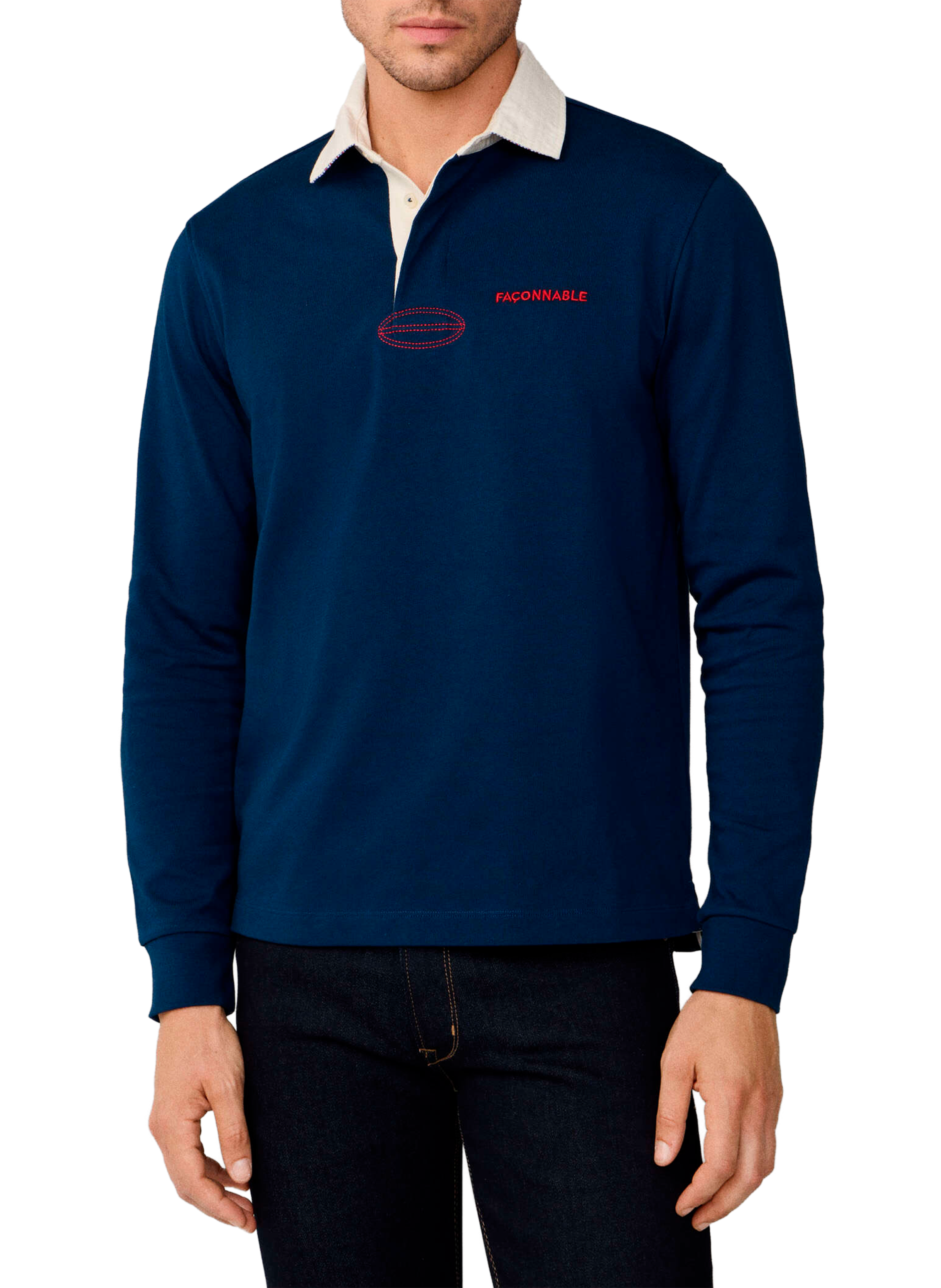 FACONNABLE Polo à manches longues en coton Bleu