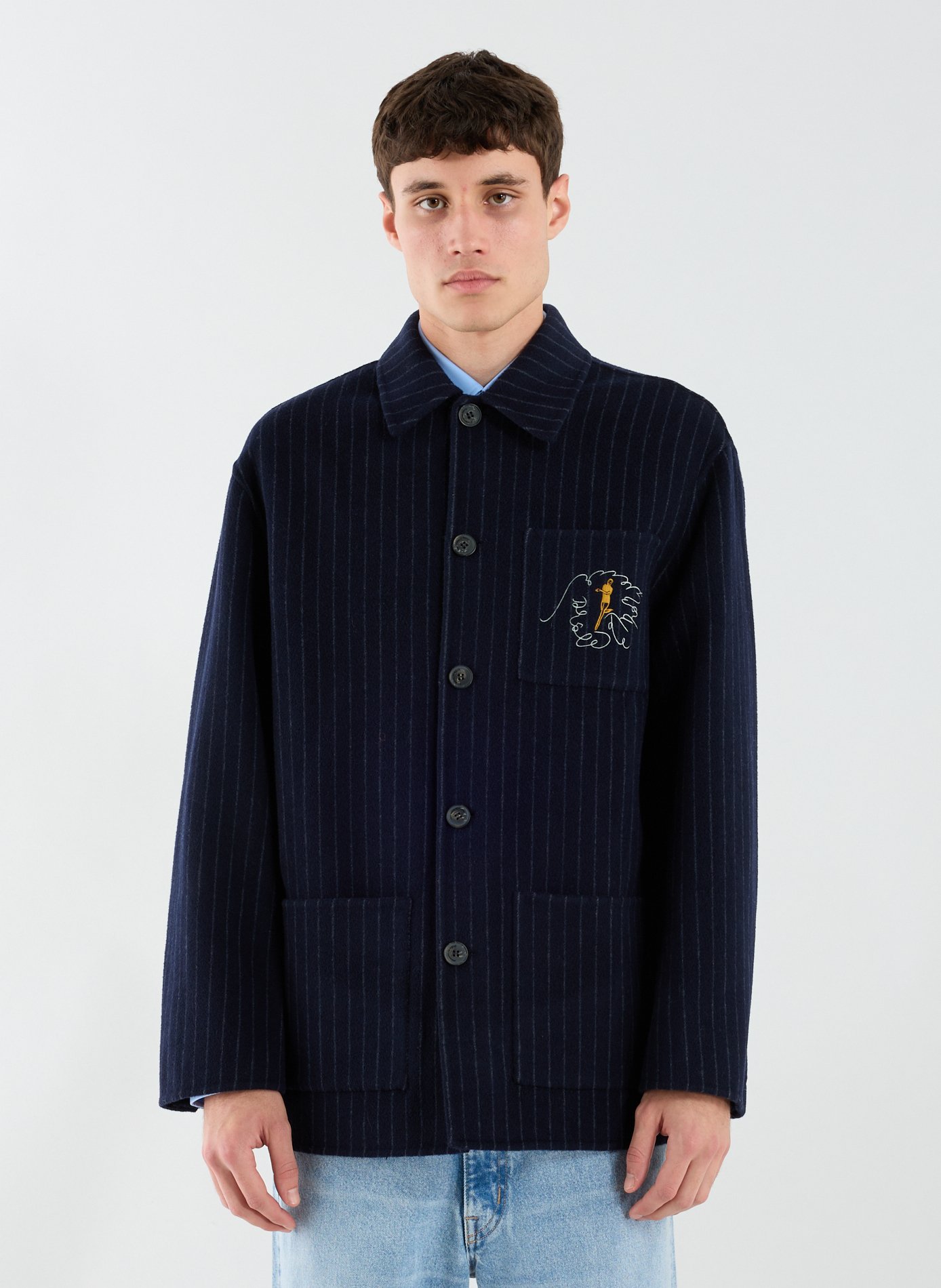 Jacket with classic collar in wool blend DROLE DE MONSIEUR Blue