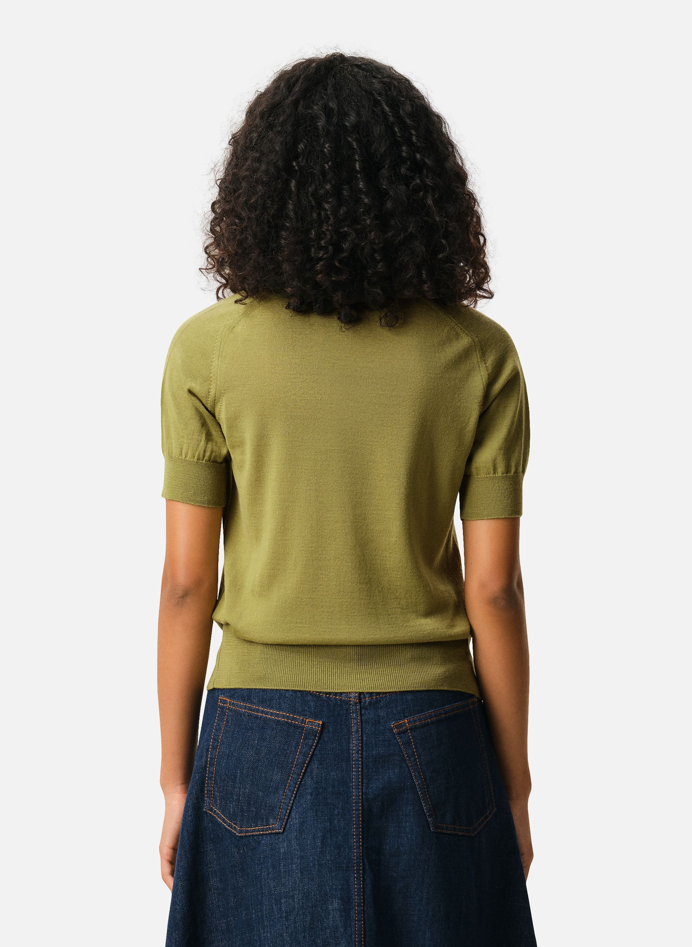 Polo manches courtes avec ami de coeur en laine AMI PARIS Vert