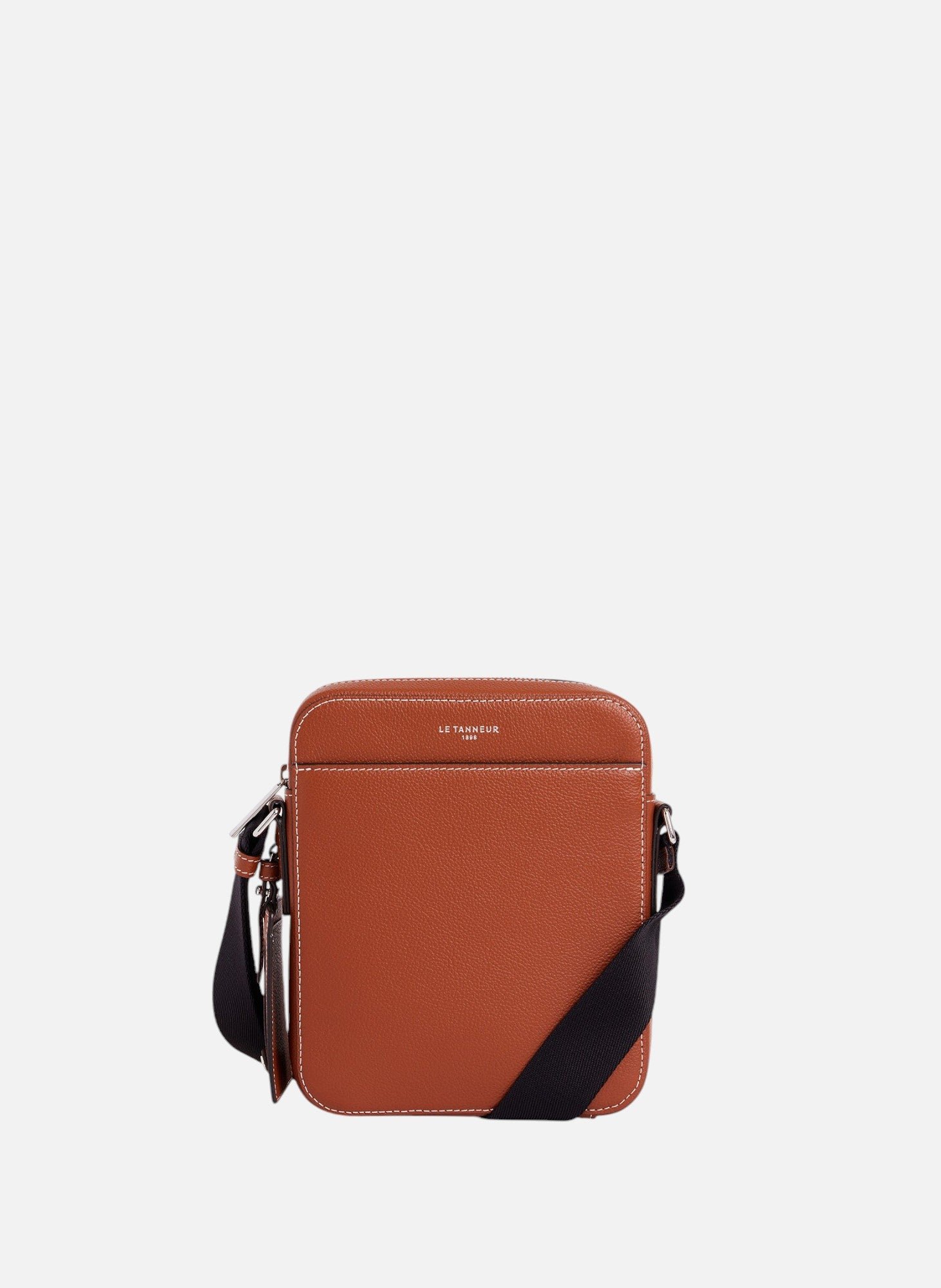 Petite sacoche zippée emile en cuir grainé LE TANNEUR Marron