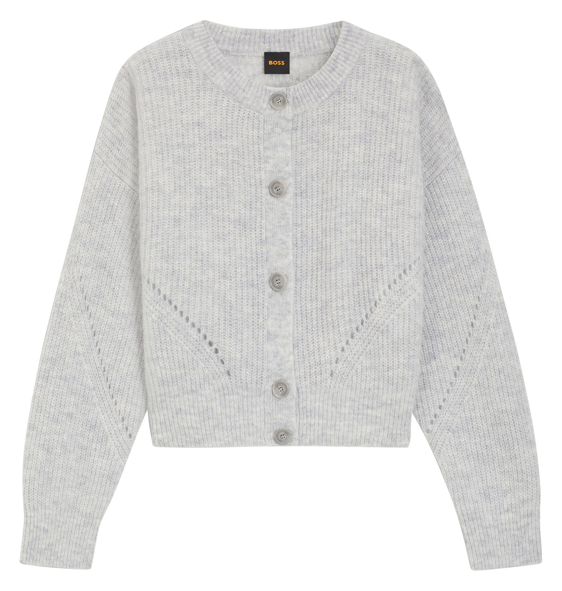 Cardigan ample boutonné en laine mélangée BOSS Argent