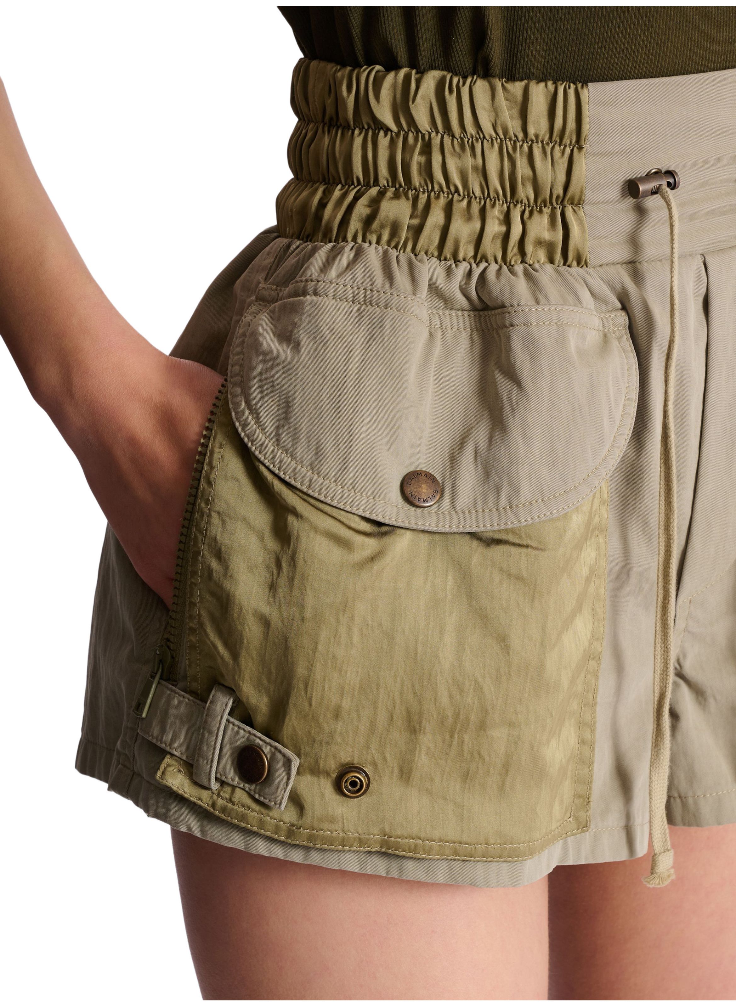 Short utility en coton et sergé BALMAIN Vert