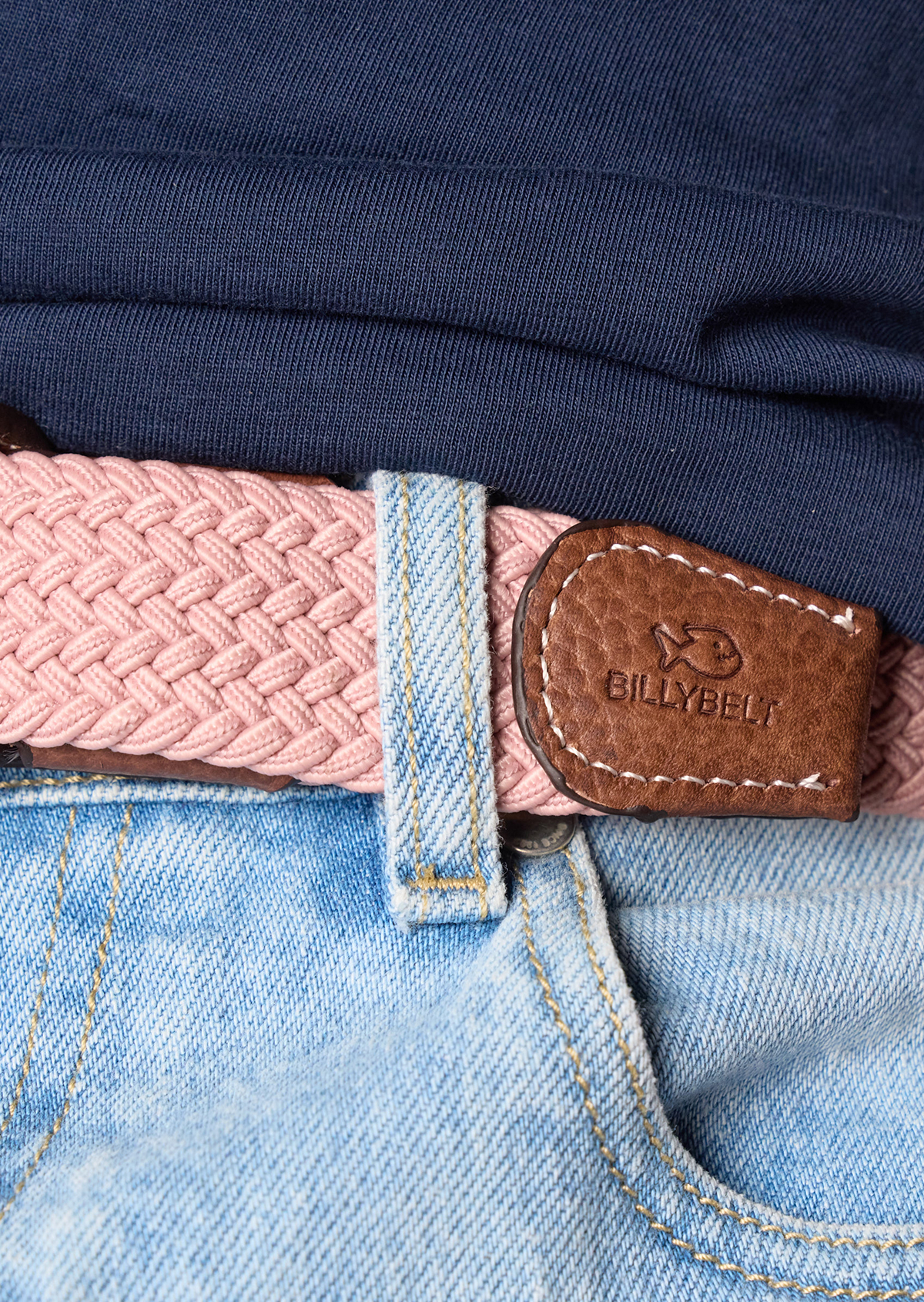 Ceinture tressée élastique unie BILLYBELT Rose