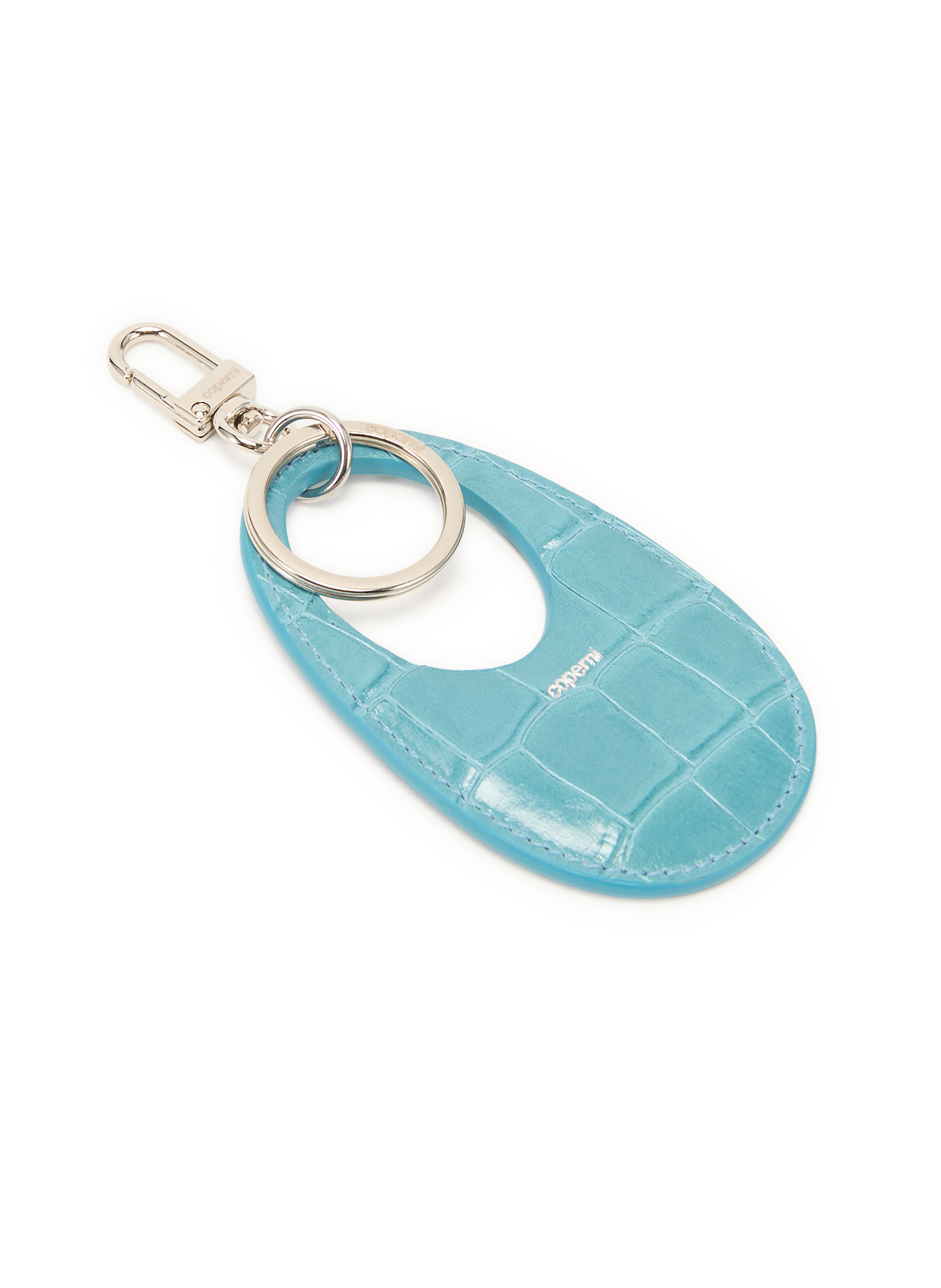 Crocodile embossed leather swipe keychain COPERNI Blue