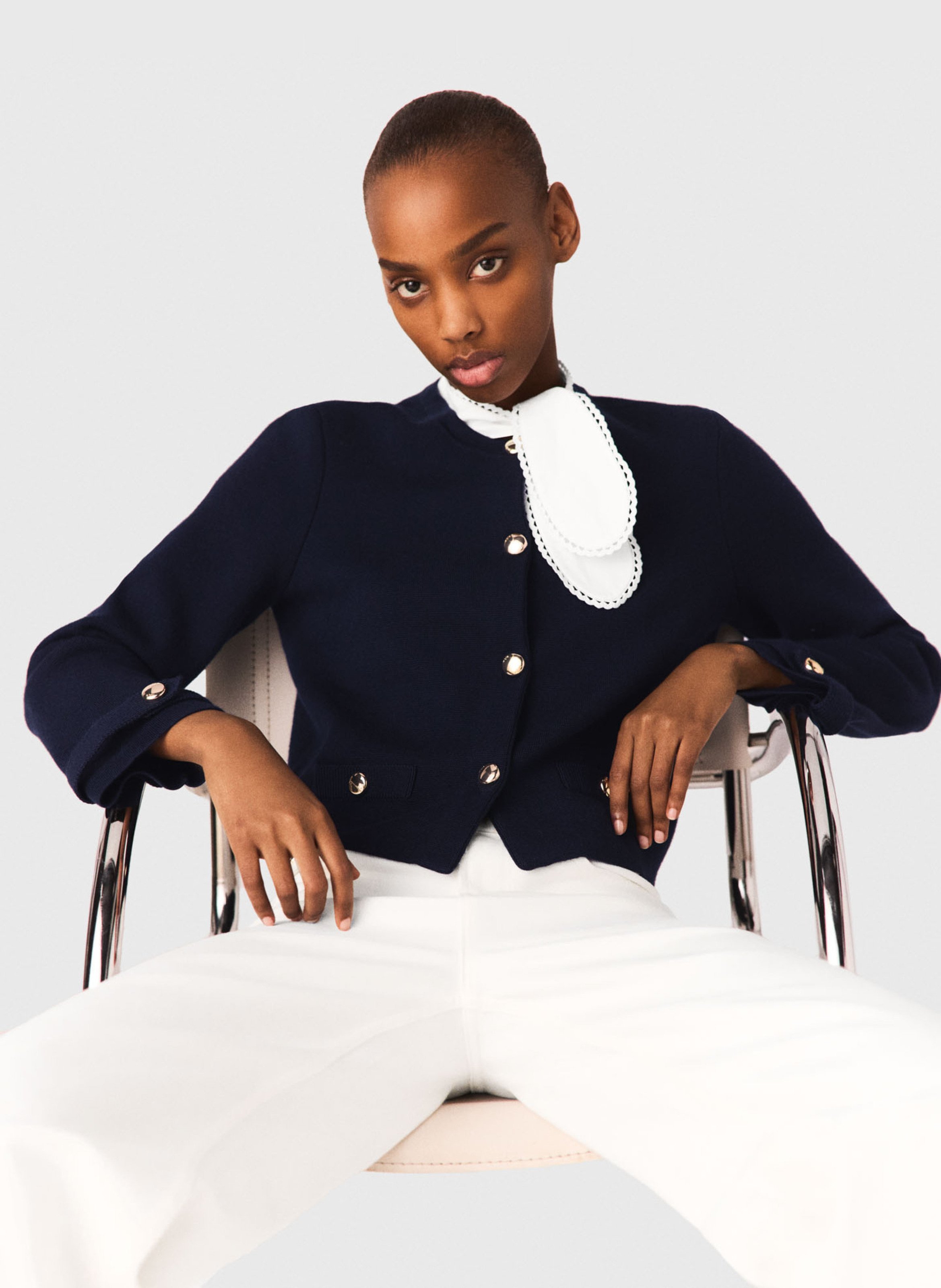 Cardigan droit col rond MAJE Bleu