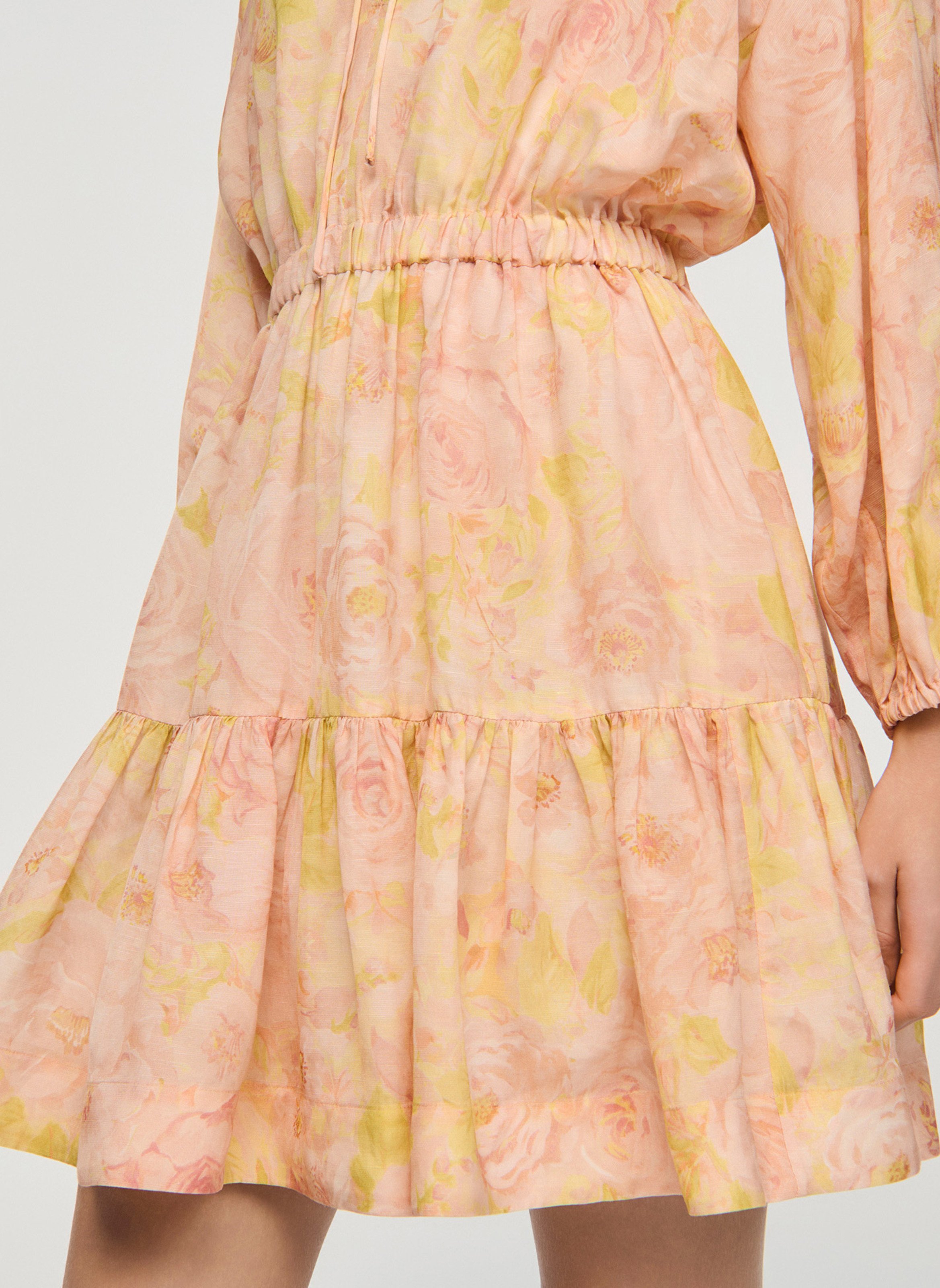 Robe courte cintrée en lin mélangé SANDRO Rose