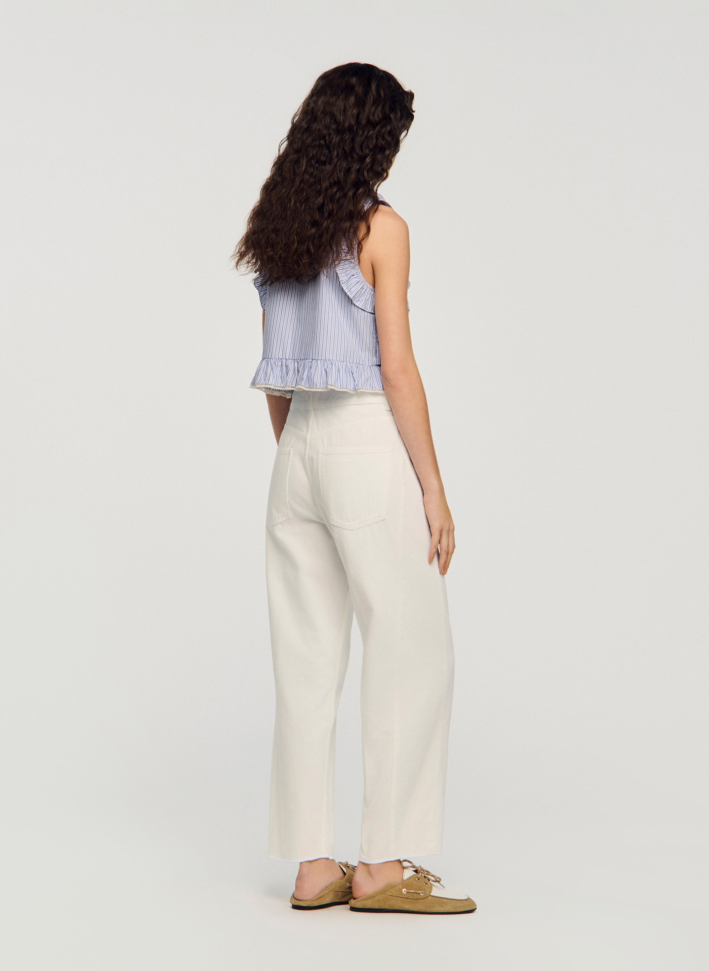 Jean droit en coton SANDRO Blanc