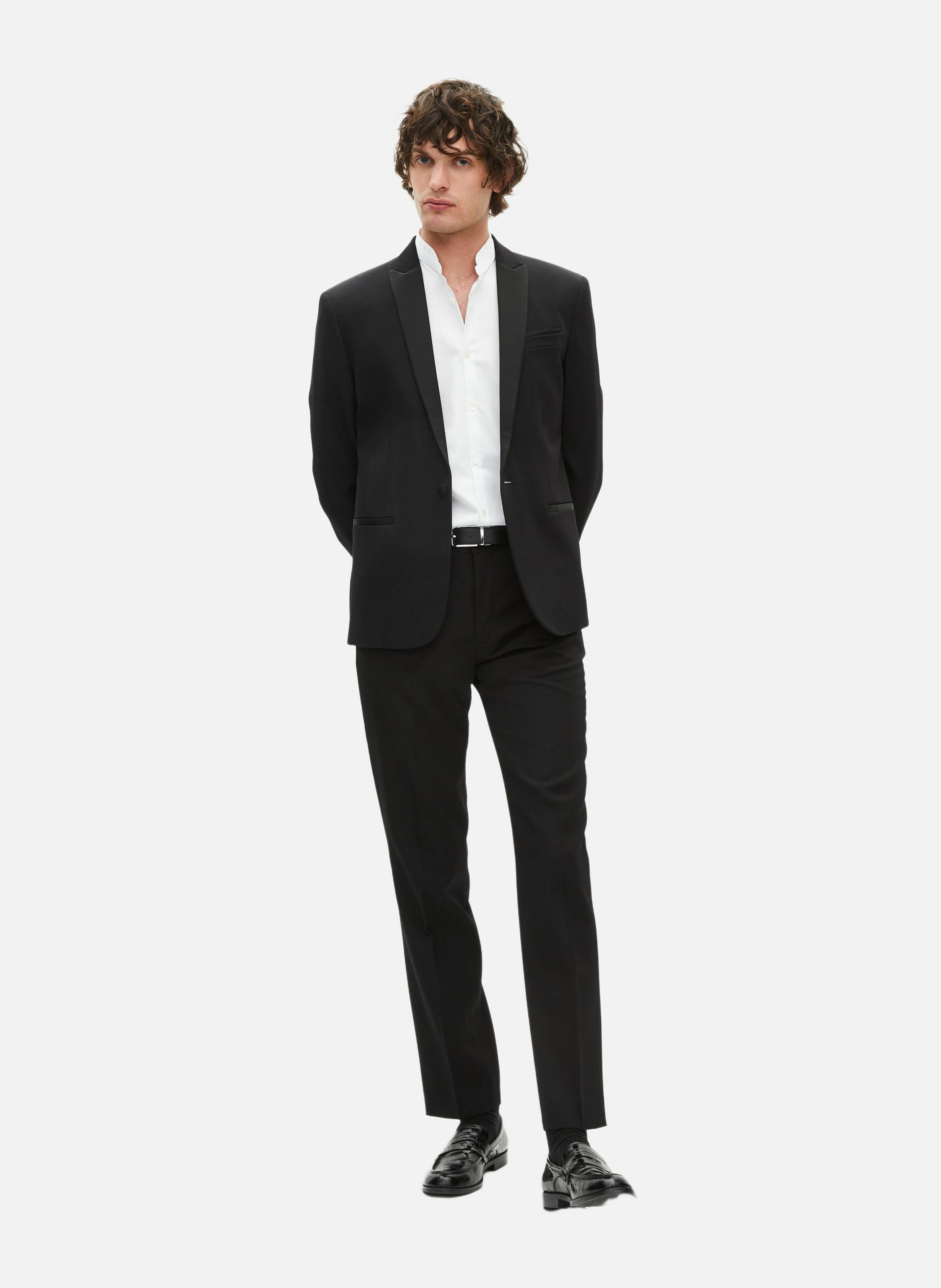 Veste de smoking avec détails en satin coupe ajustée Noir