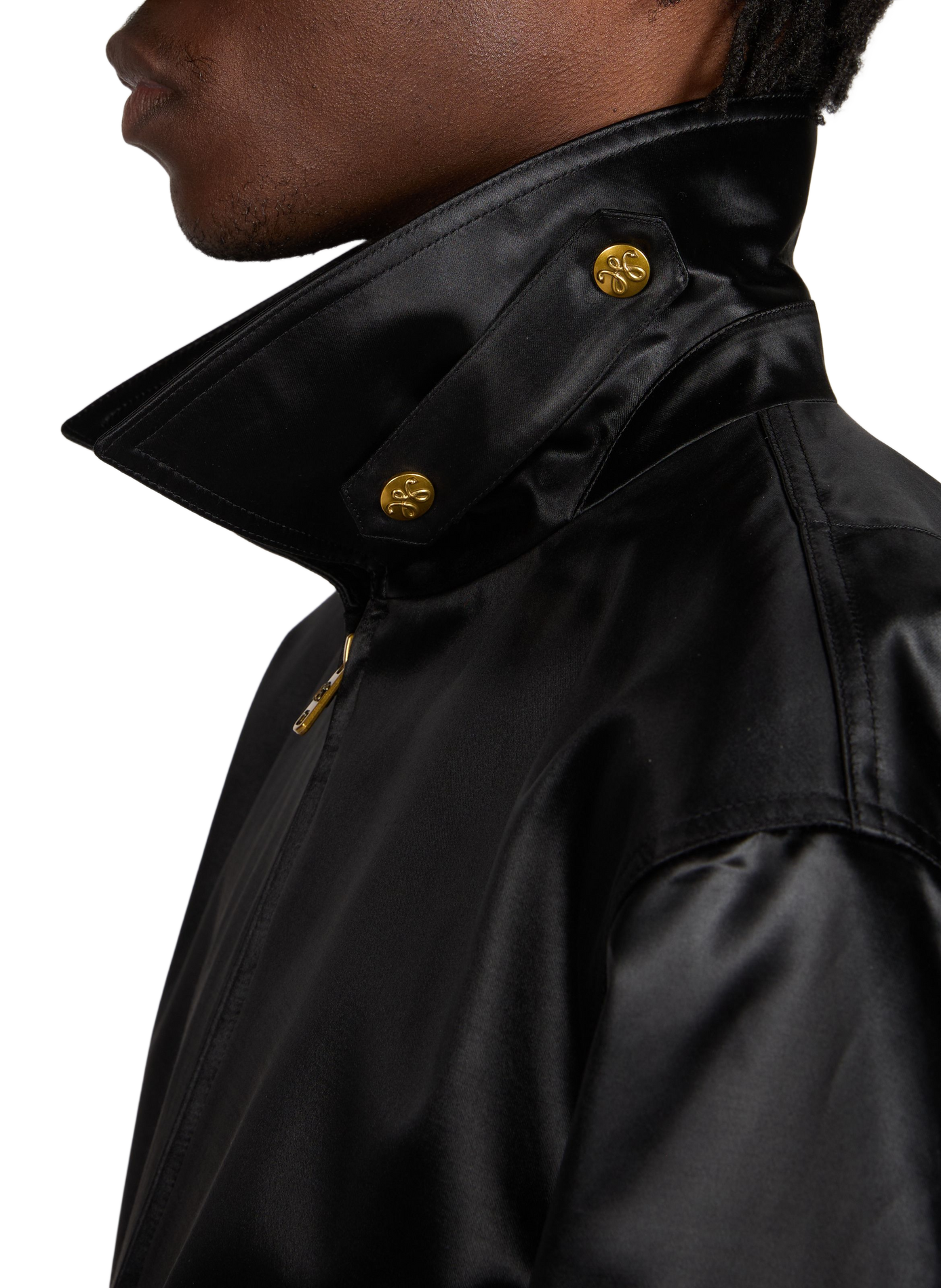 Satin bomber jacket in blended cotton WILLY CHAVARRIA Black