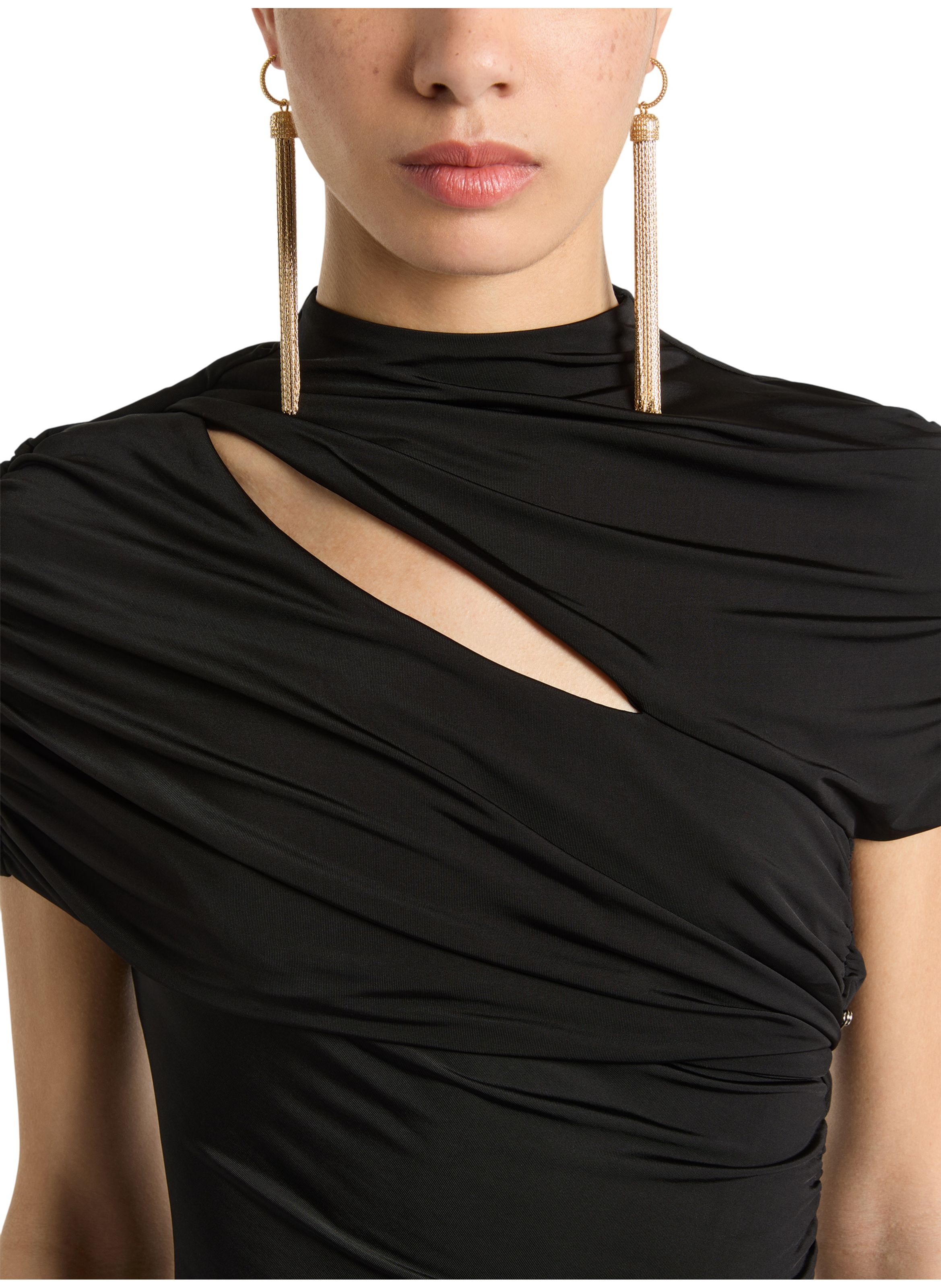 Robe bodycon drapée en jersey BALMAIN Noir