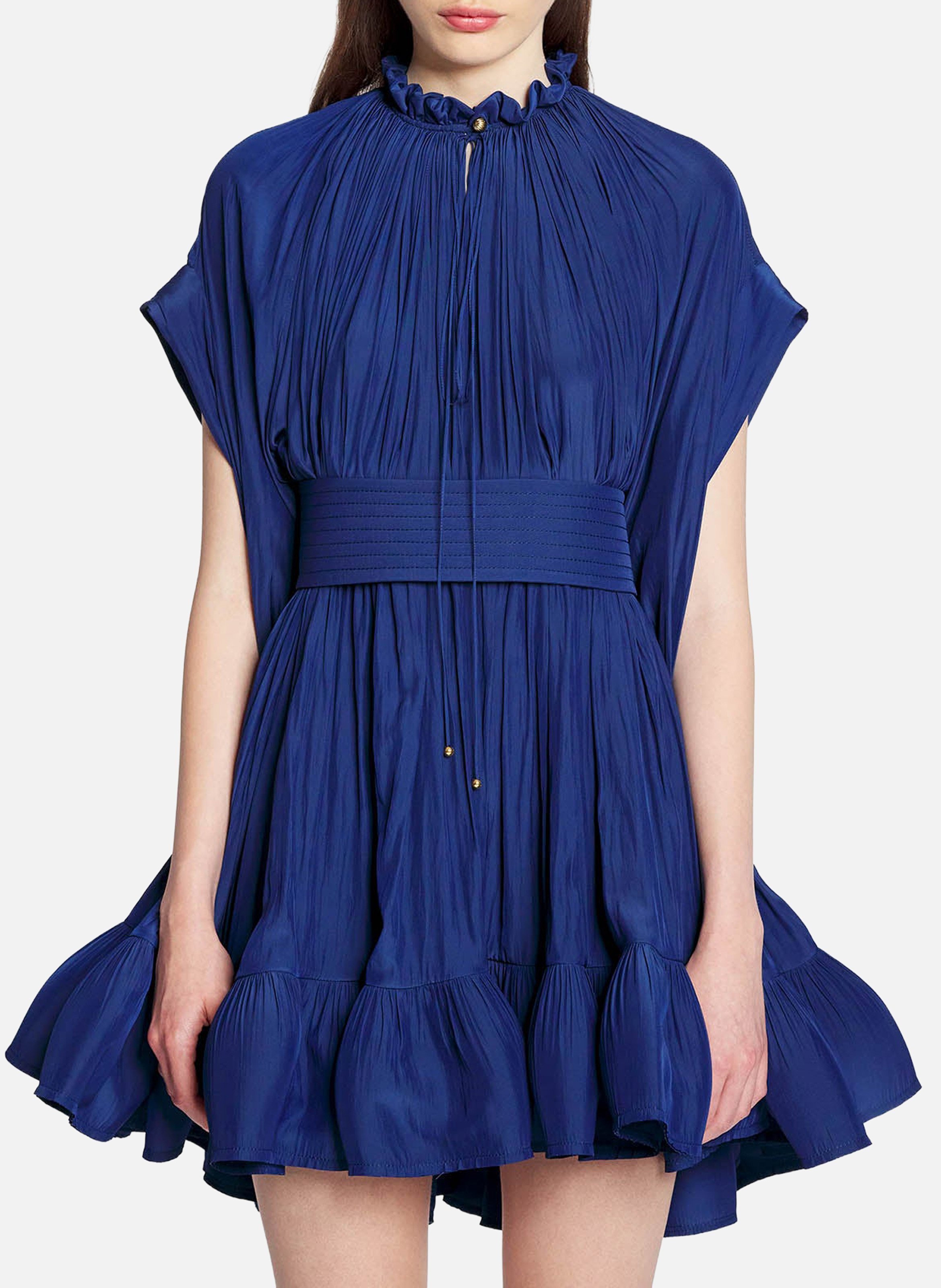 Robe courte en charmeuse LANVIN Bleu