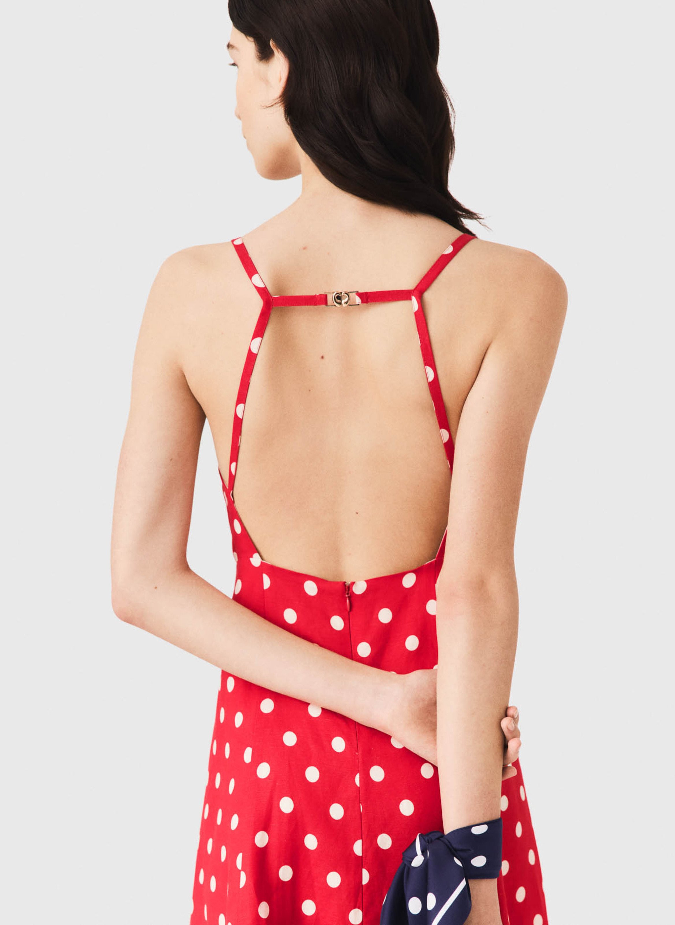 Robe longue à pois MAJE Rouge