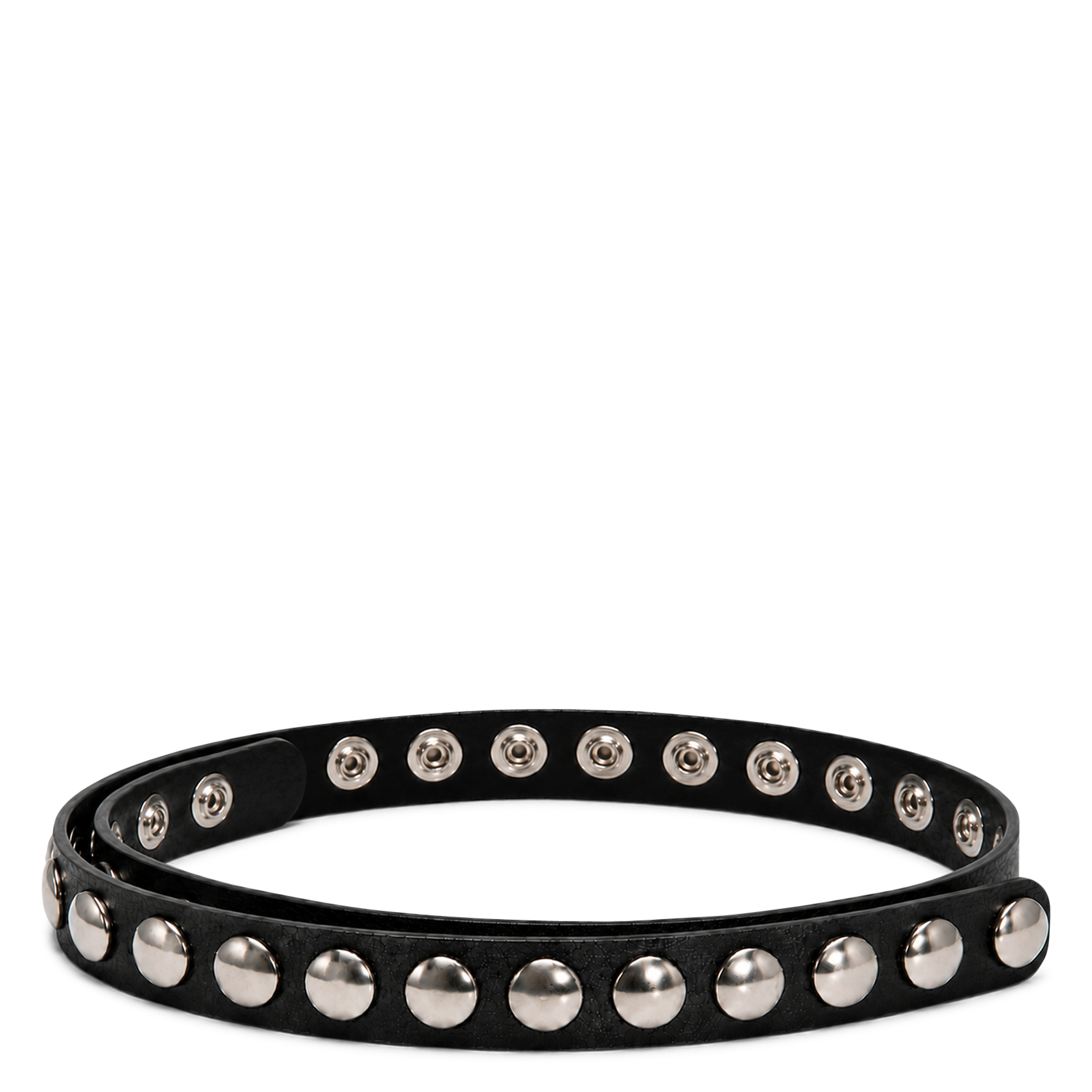 Leren riem met studs en click-sluiting. IRO Zwart