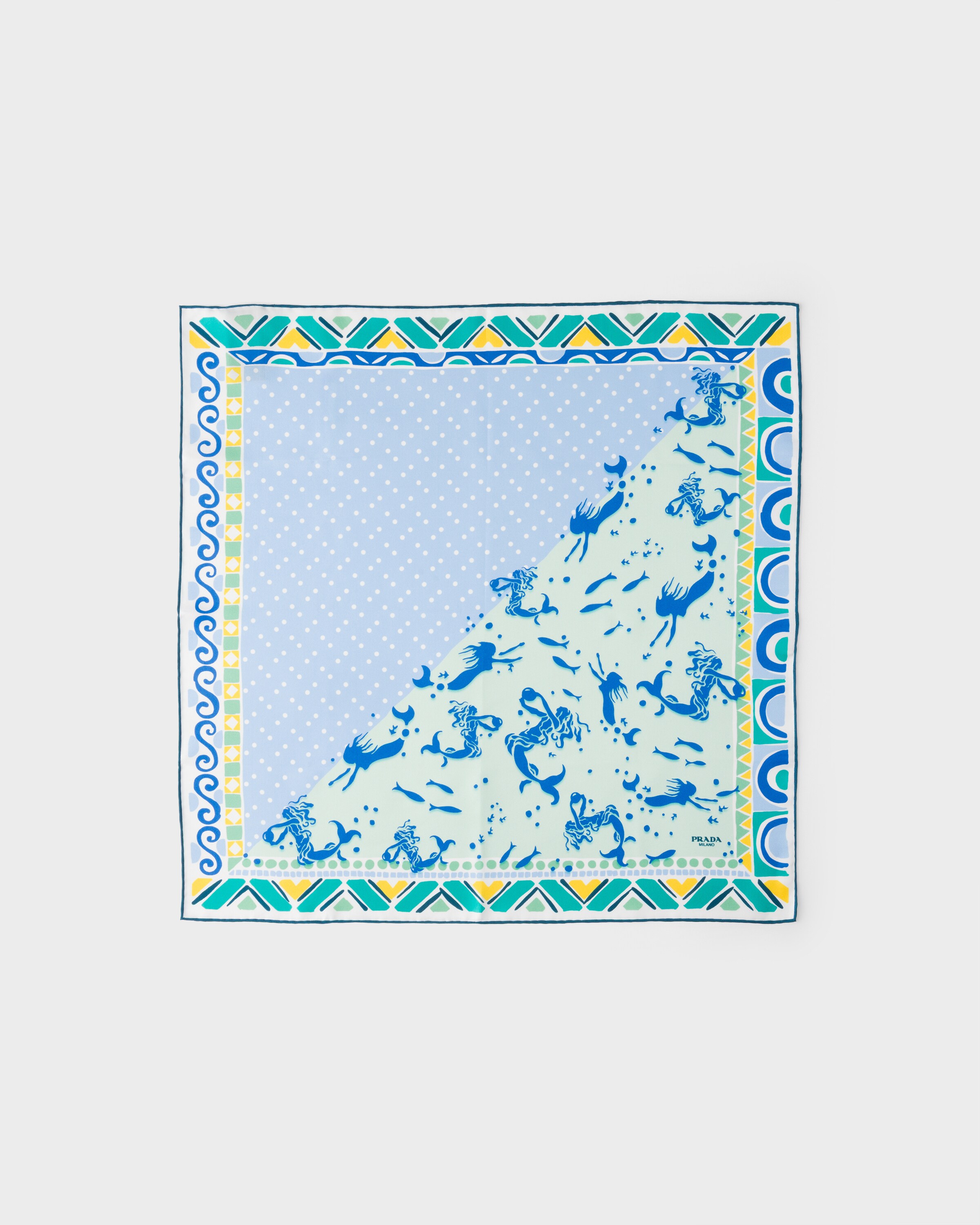 Écharpe en sergé de soie imprimé 55 PRADA Bleu