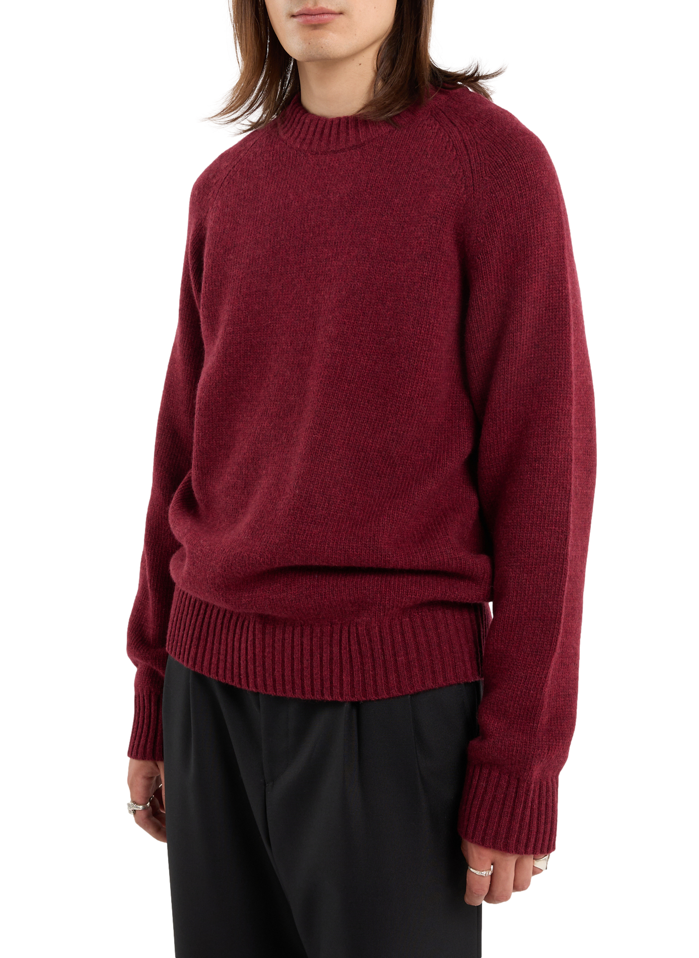 Round neck wool straight sweater SAISON 1865 Red