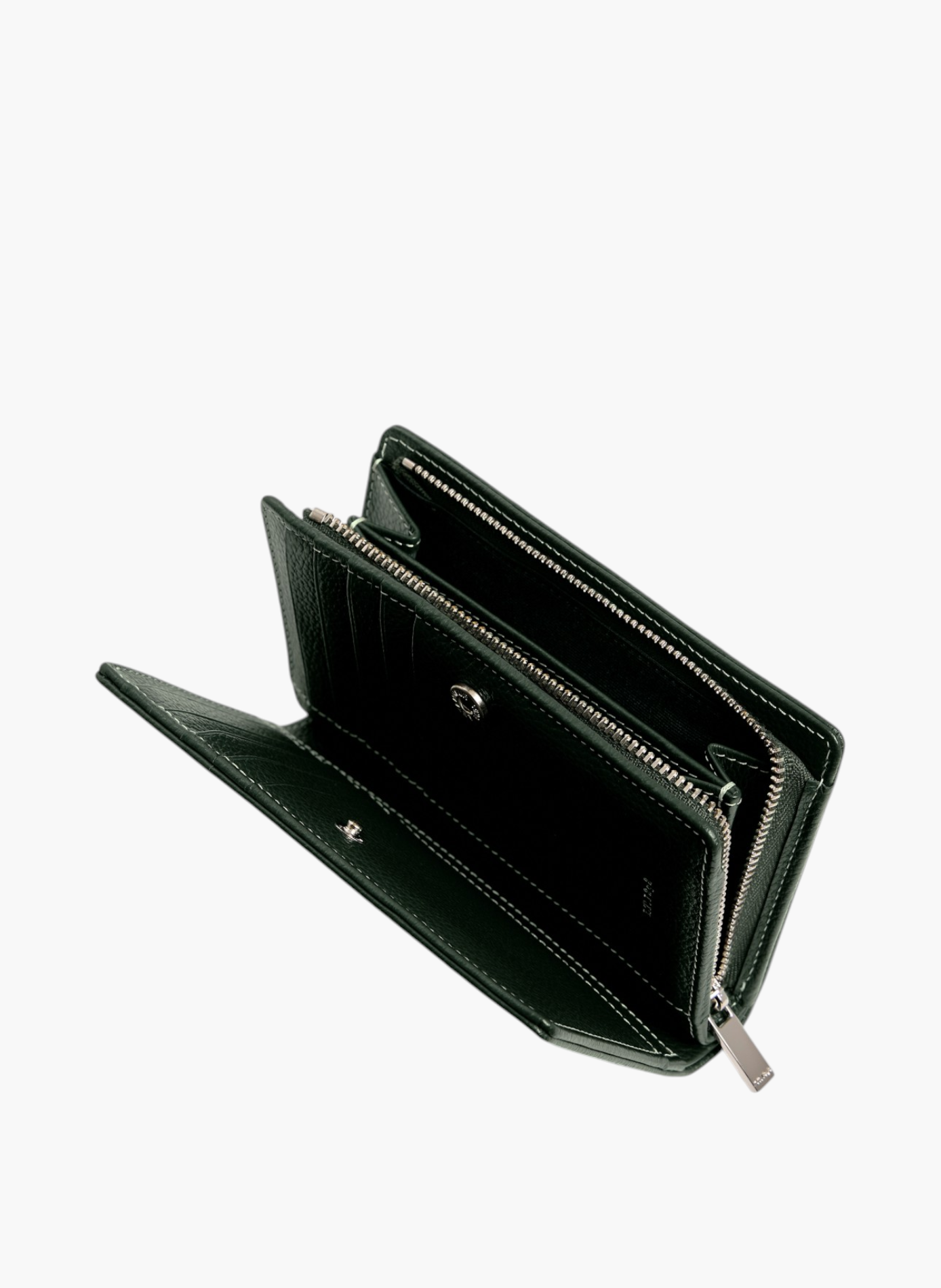 Portefeuille moyen modèle marguerite en cuir grainé LE TANNEUR Vert