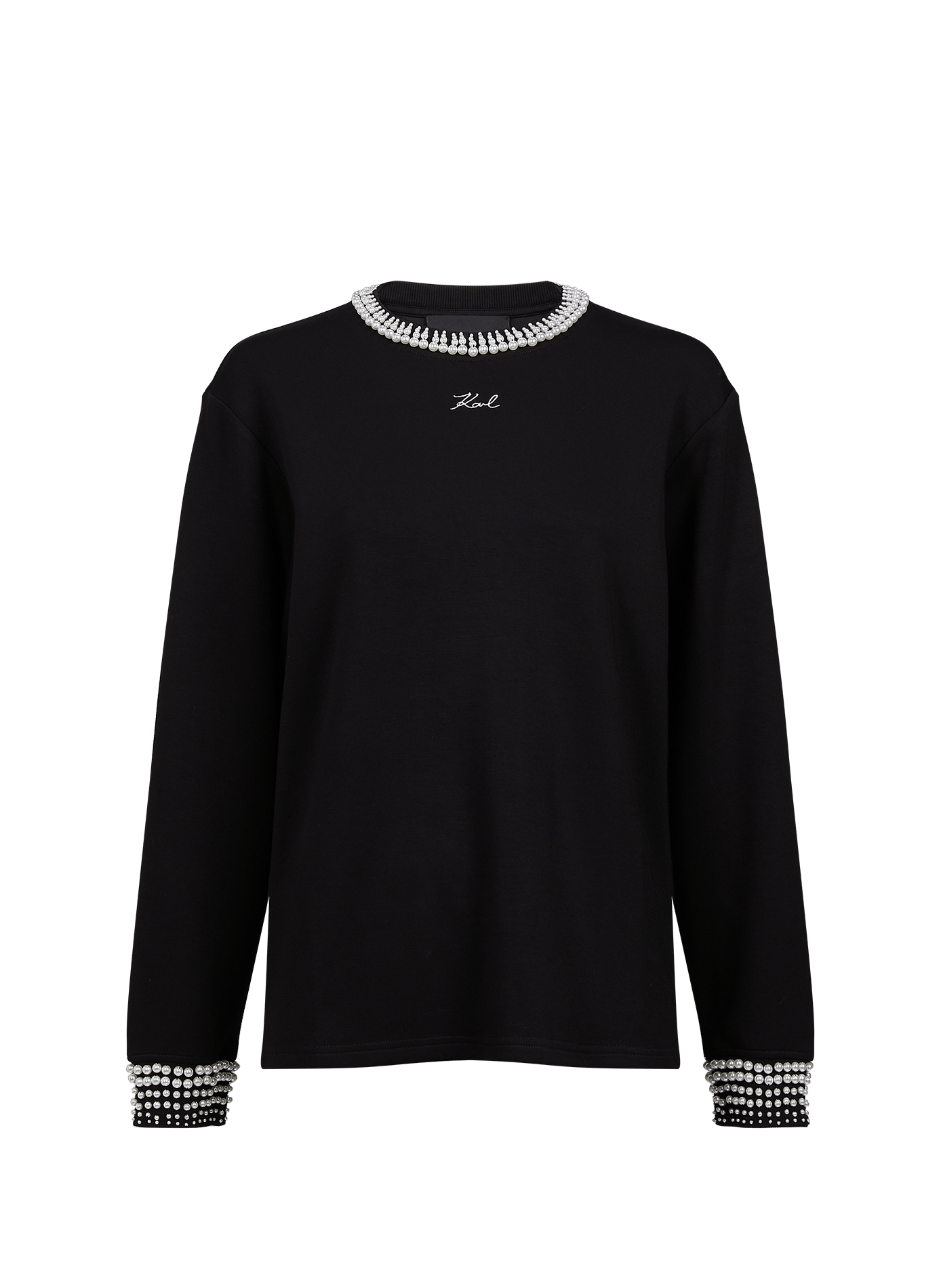 Locker sitzender Pullover mit Perlen KARL LAGERFELD Schwarz