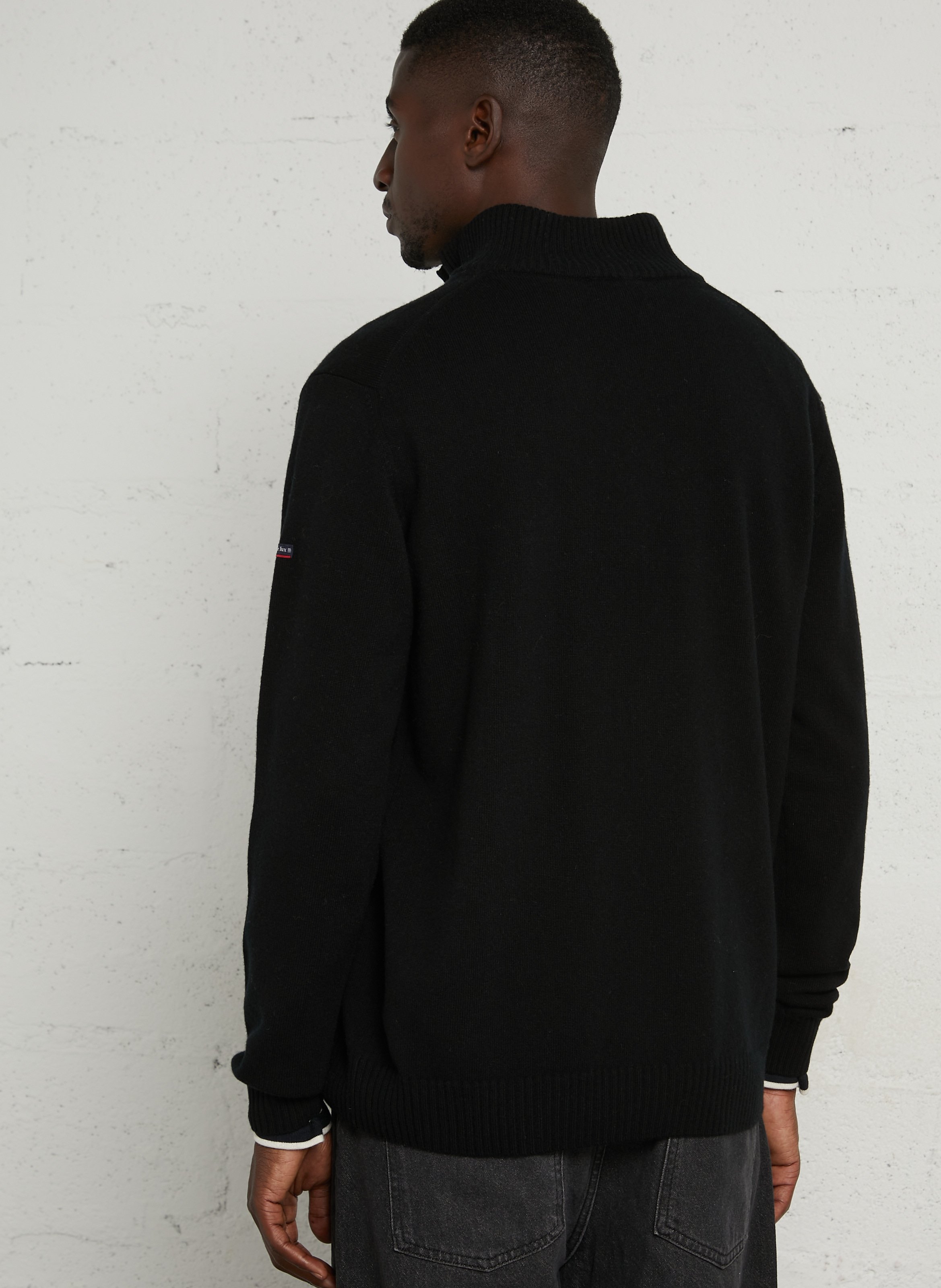 Pull droit col montant en laine ARMOR-LUX Noir