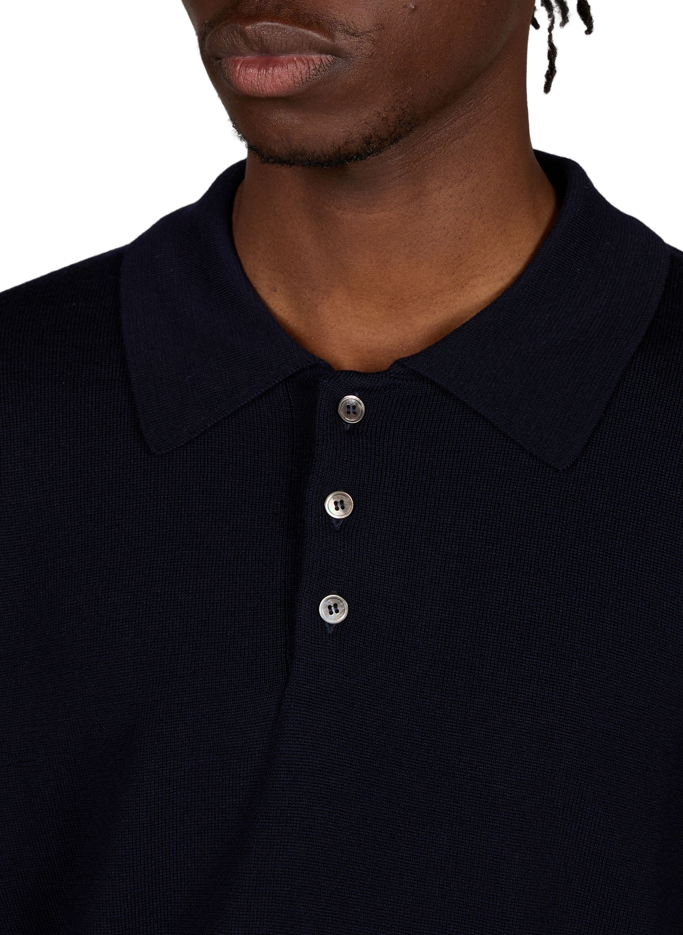 Pull col polo uni en laine A.P.C. Bleu
