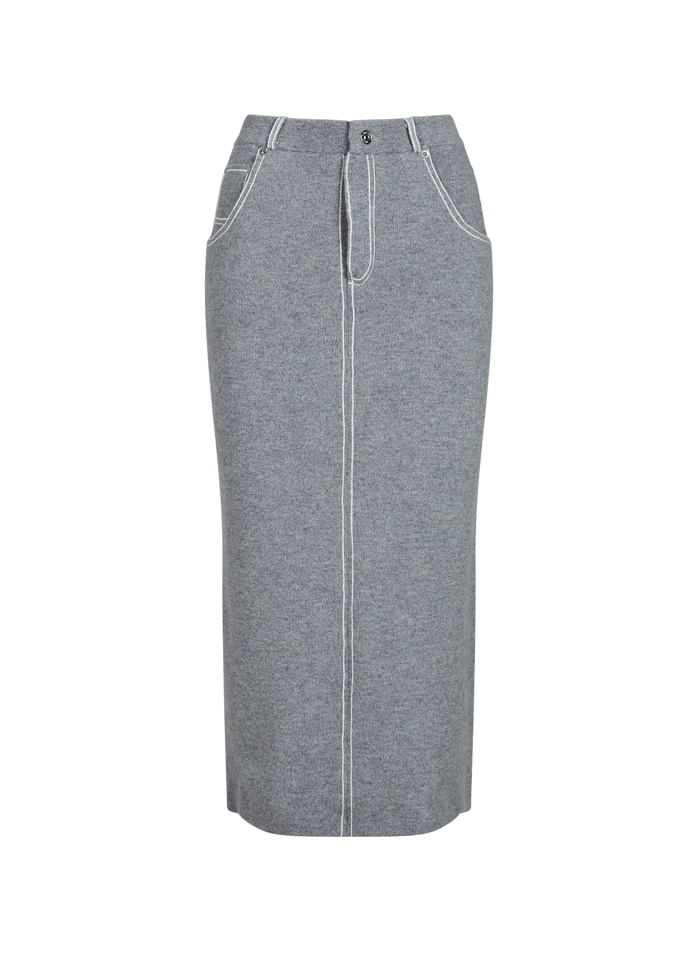 Jupe midi ajustée en laine BERENICE Gris