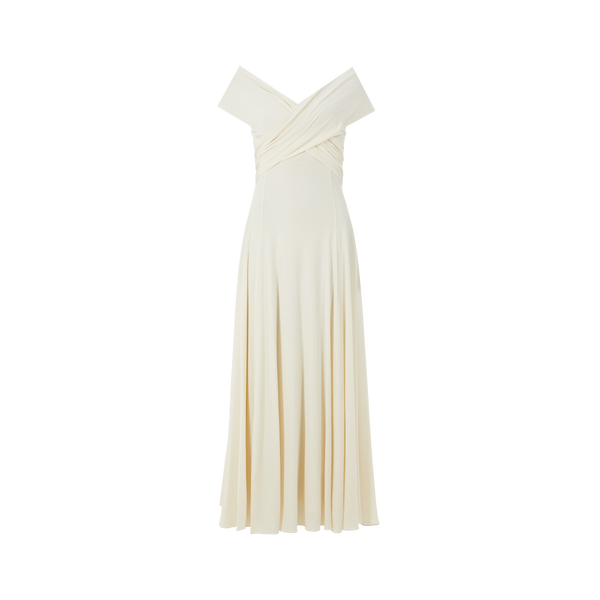 Khaite Maxi Dress With Cross-over Neckline In White