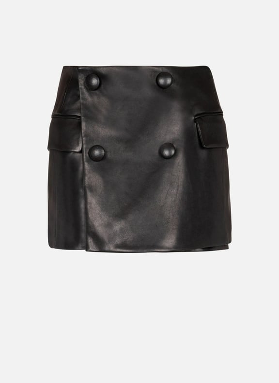 Short court en cuir d'agneau Noir by BALMAIN BALMAIN Short court en cuir d'agneau Noir