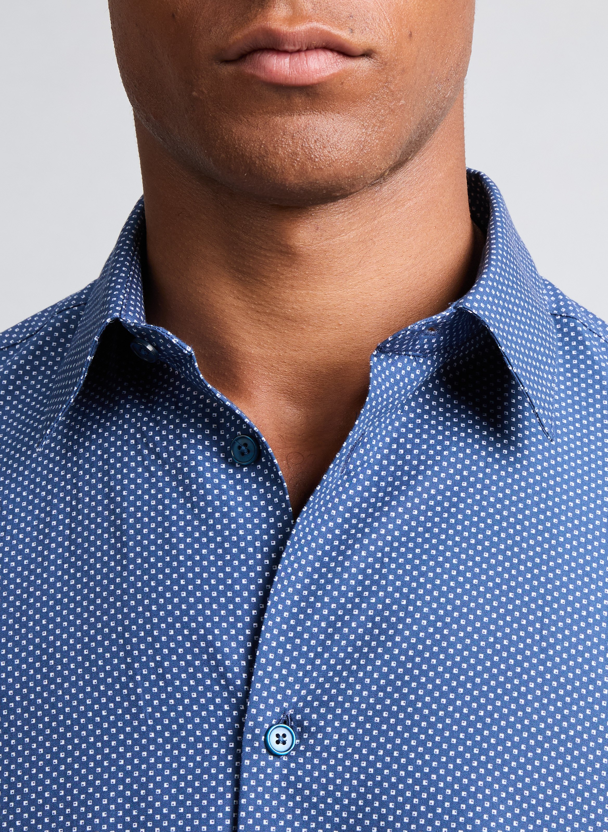 Chemise slim imprimée en coton AU PRINTEMPS PARIS Bleu