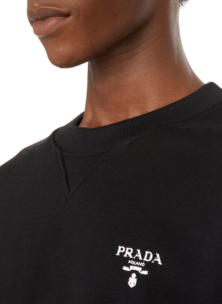 Cotton logo sweatshirt PRADA Black