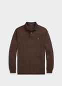 Polo slim à manches longues en maille piqué de coton  Nutmeg brown heather c8569