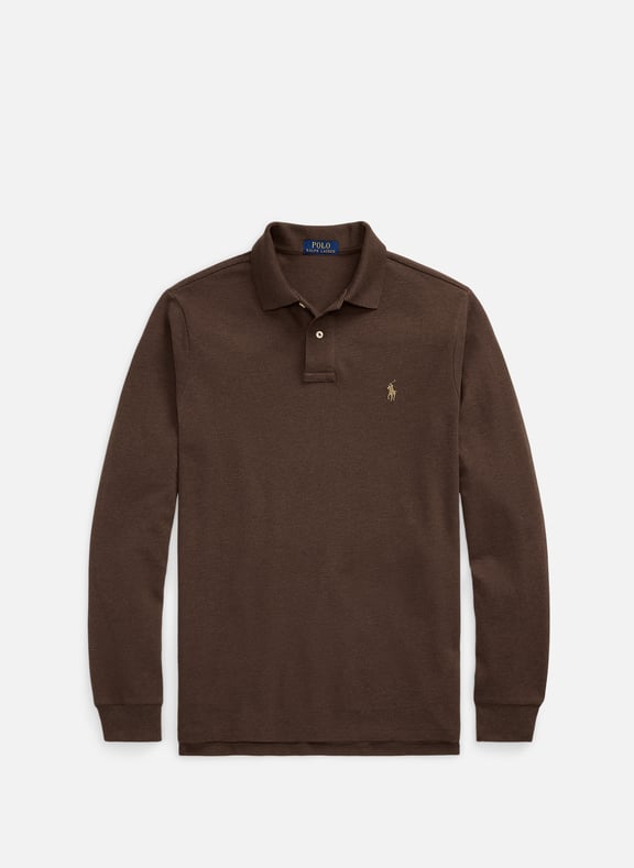Long-sleeved cotton piqué polo shirt Beige by POLO RALPH LAUREN POLO RALPH LAUREN Long-sleeved cotton piqué polo shirt Beige