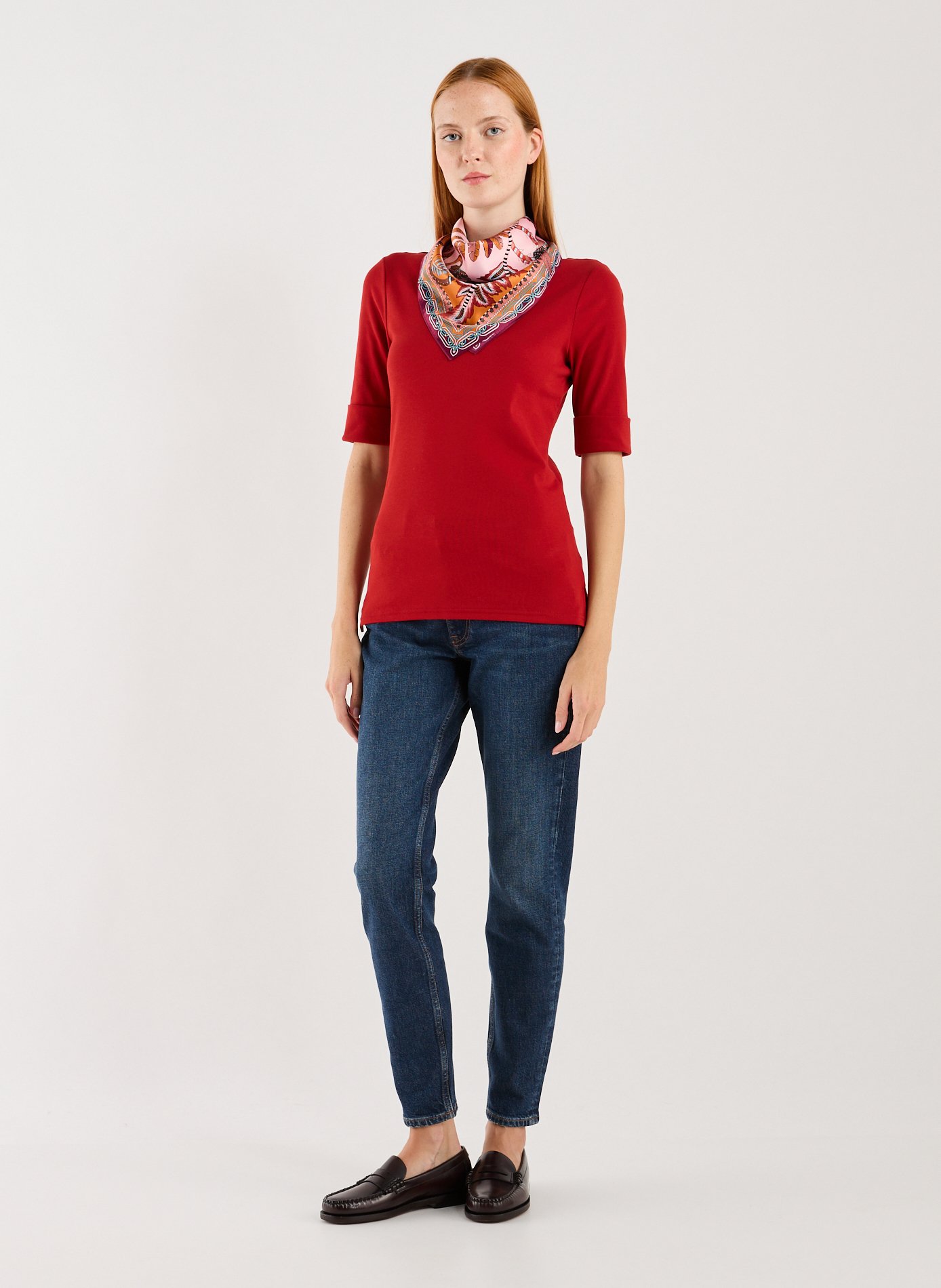 T-shirt en coton mélangé LAUREN Rouge