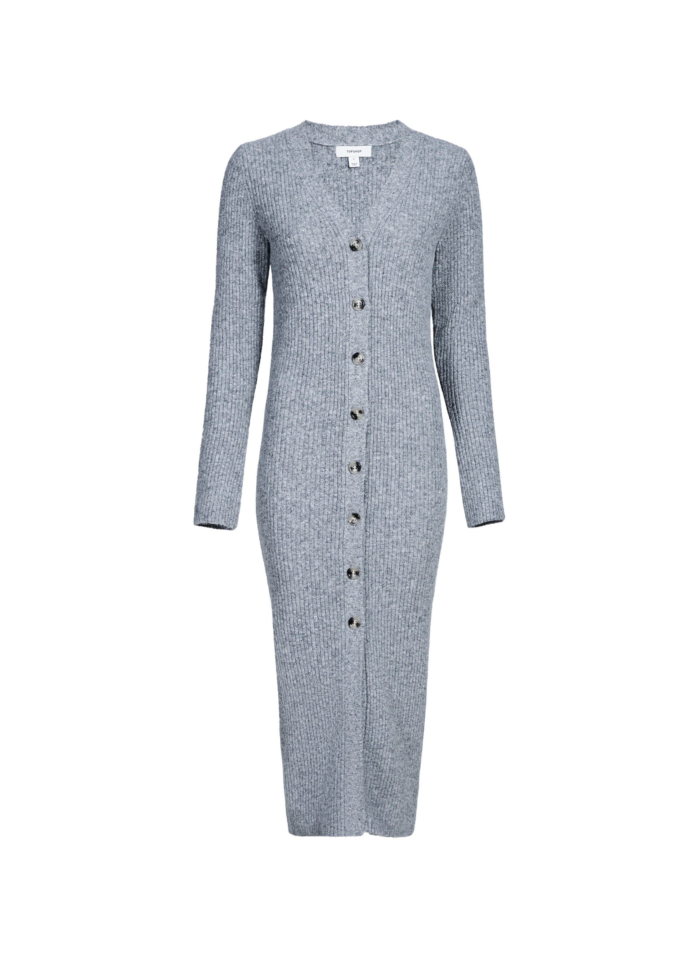 Robe midi cardigan en laine mélangée TOPSHOP Gris