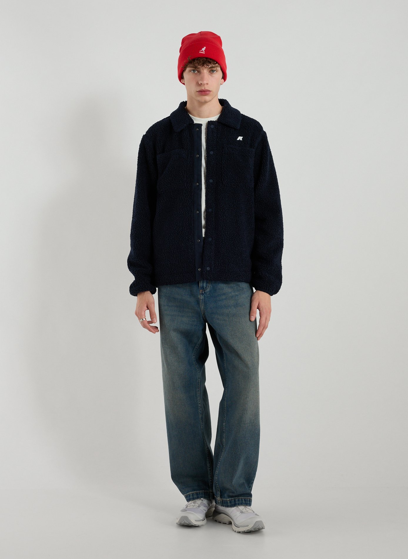 Shearling Classic Collar Overshirt K-WAY Blue