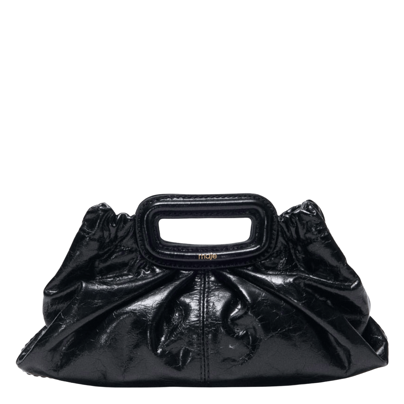 Pochette en cuir craquelé MAJE Noir